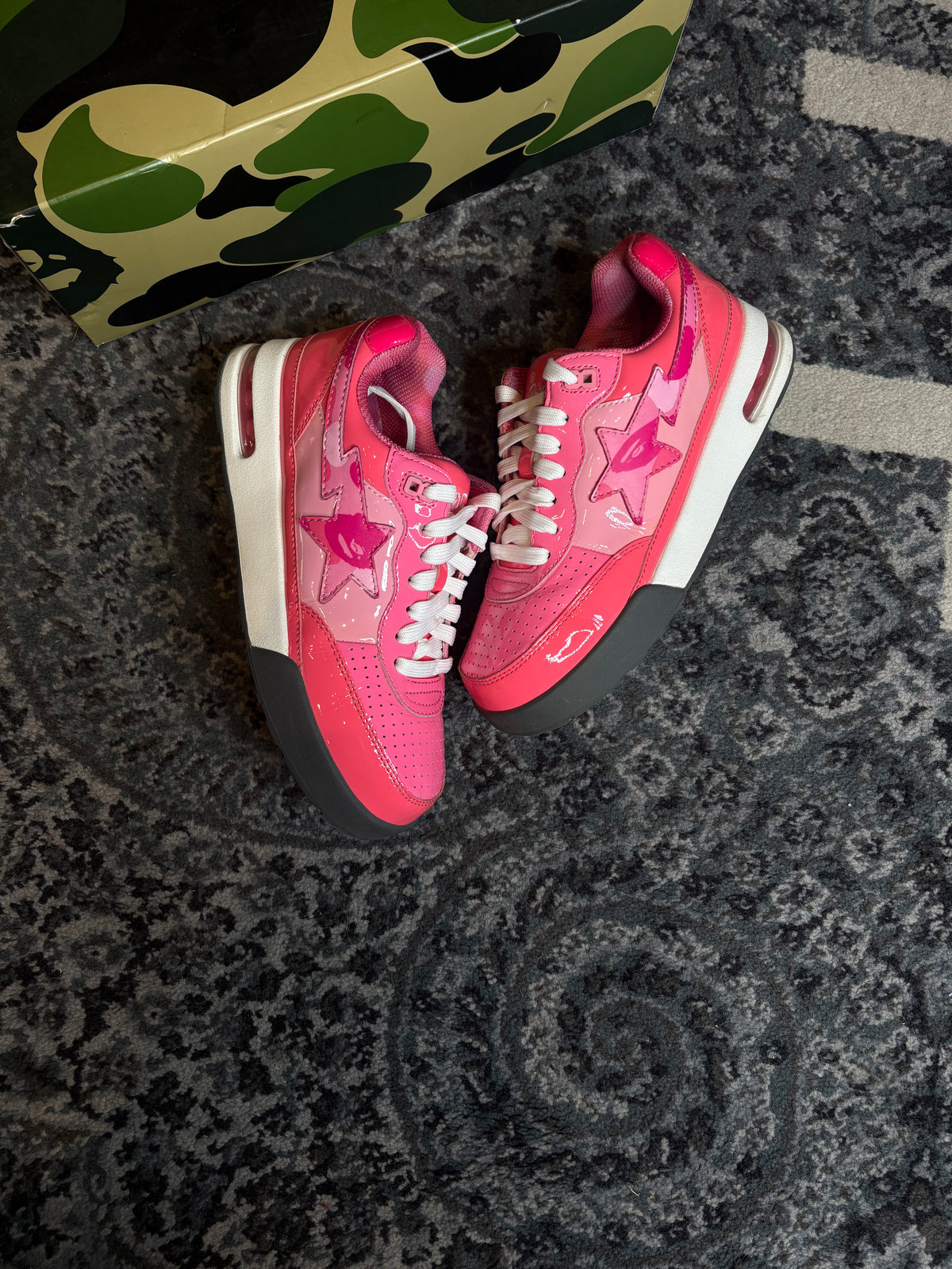 A Bathing Ape Bape Road Sta “Patent Leather Pink” Clean Og Size 6