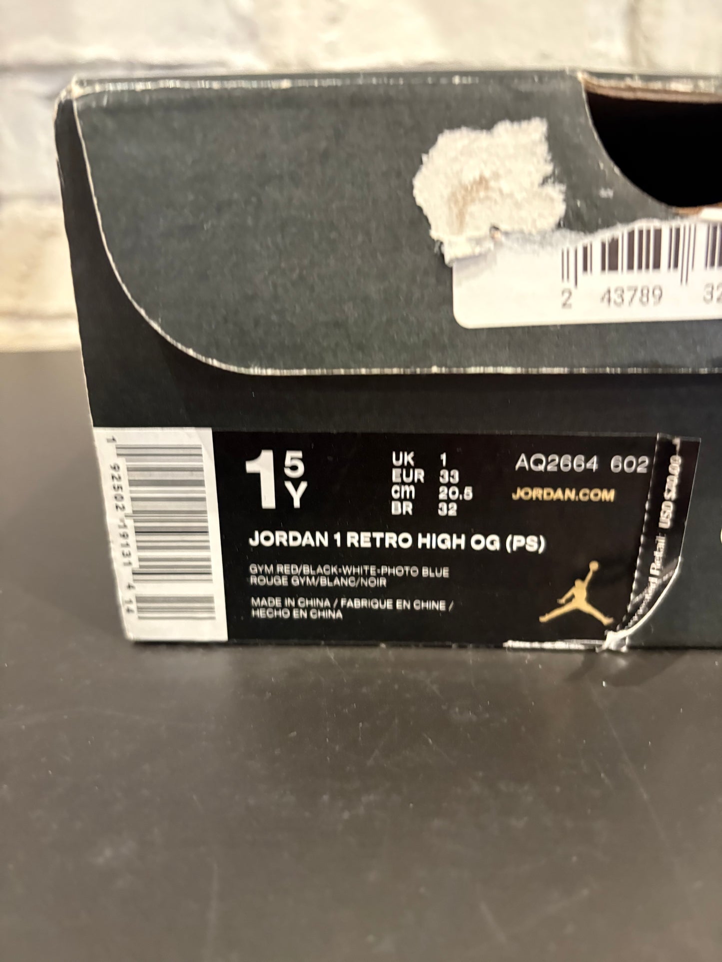 Jordan 1 Retro High Spider-Man DS OG Size 1.5Y