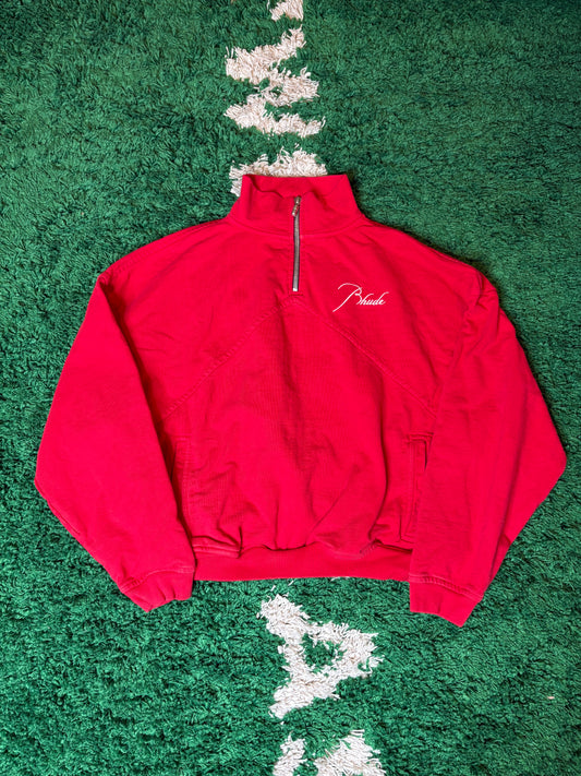 Rhude Red Script Quarter Zip Size Medium