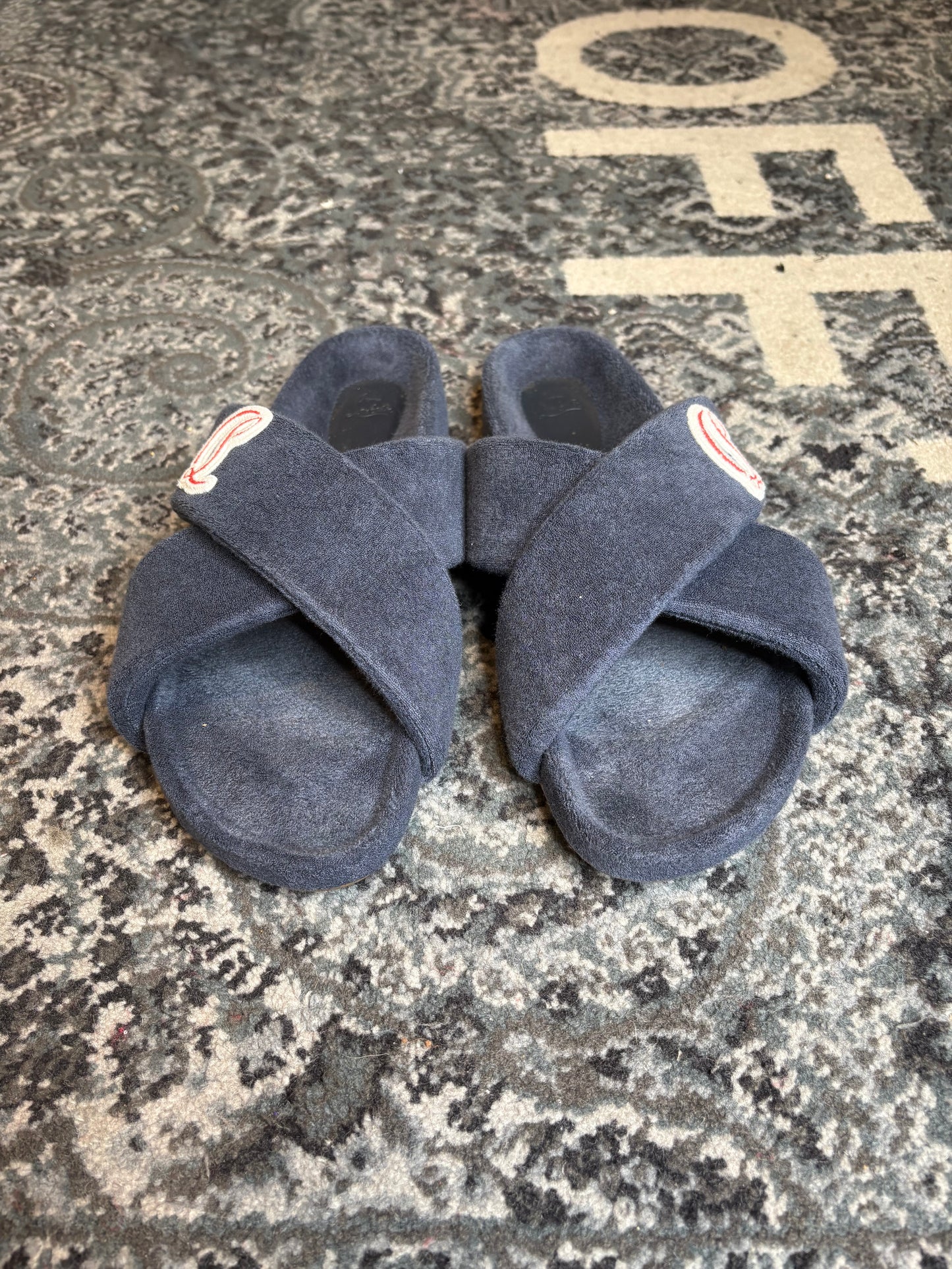 Christian Louboutin Bizzu Cross Strap Terry Cloth Slides Clean Nb Size 13(46 EU)