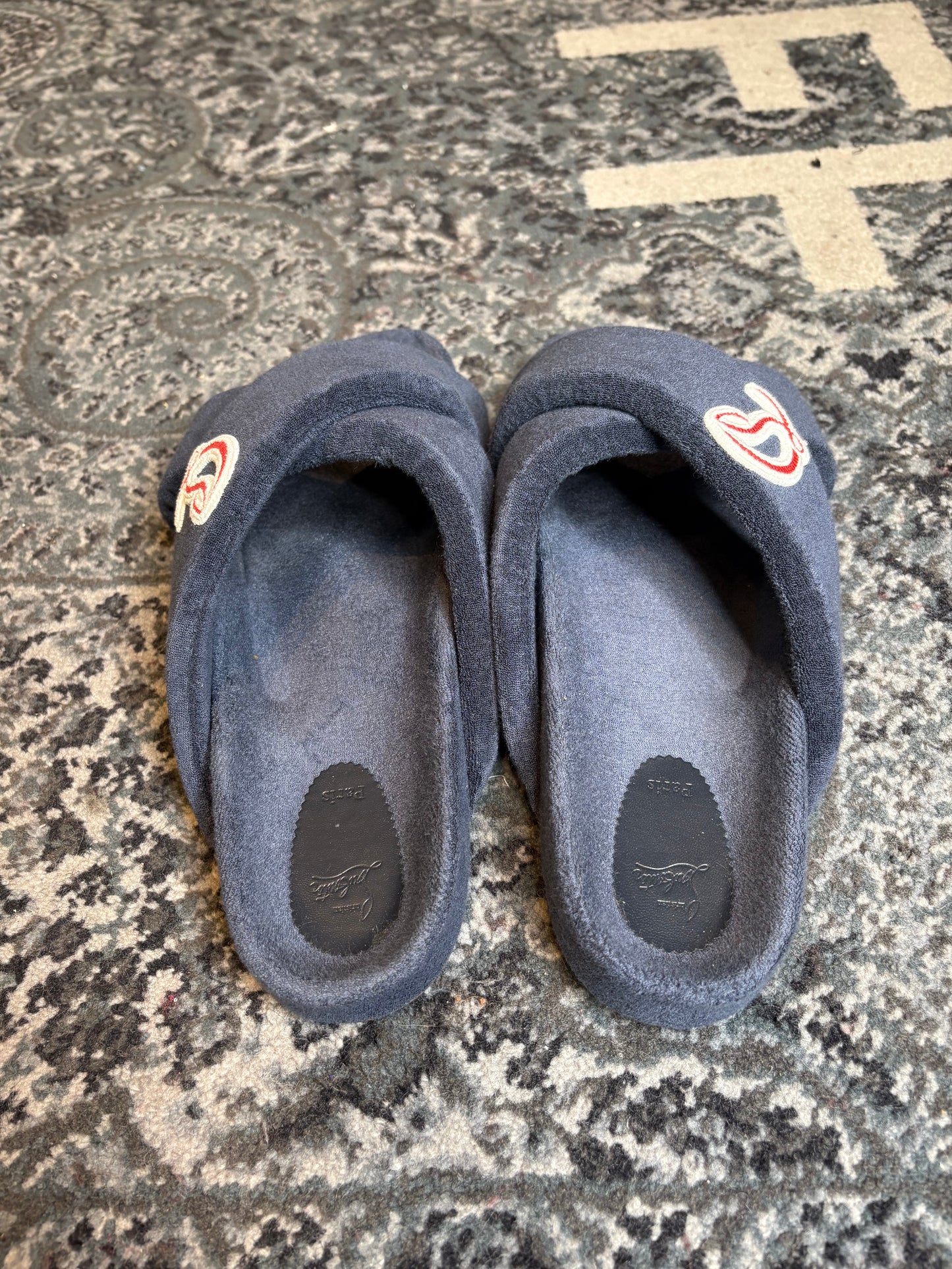 Christian Louboutin Bizzu Cross Strap Terry Cloth Slides Clean Nb Size 13(46 EU)