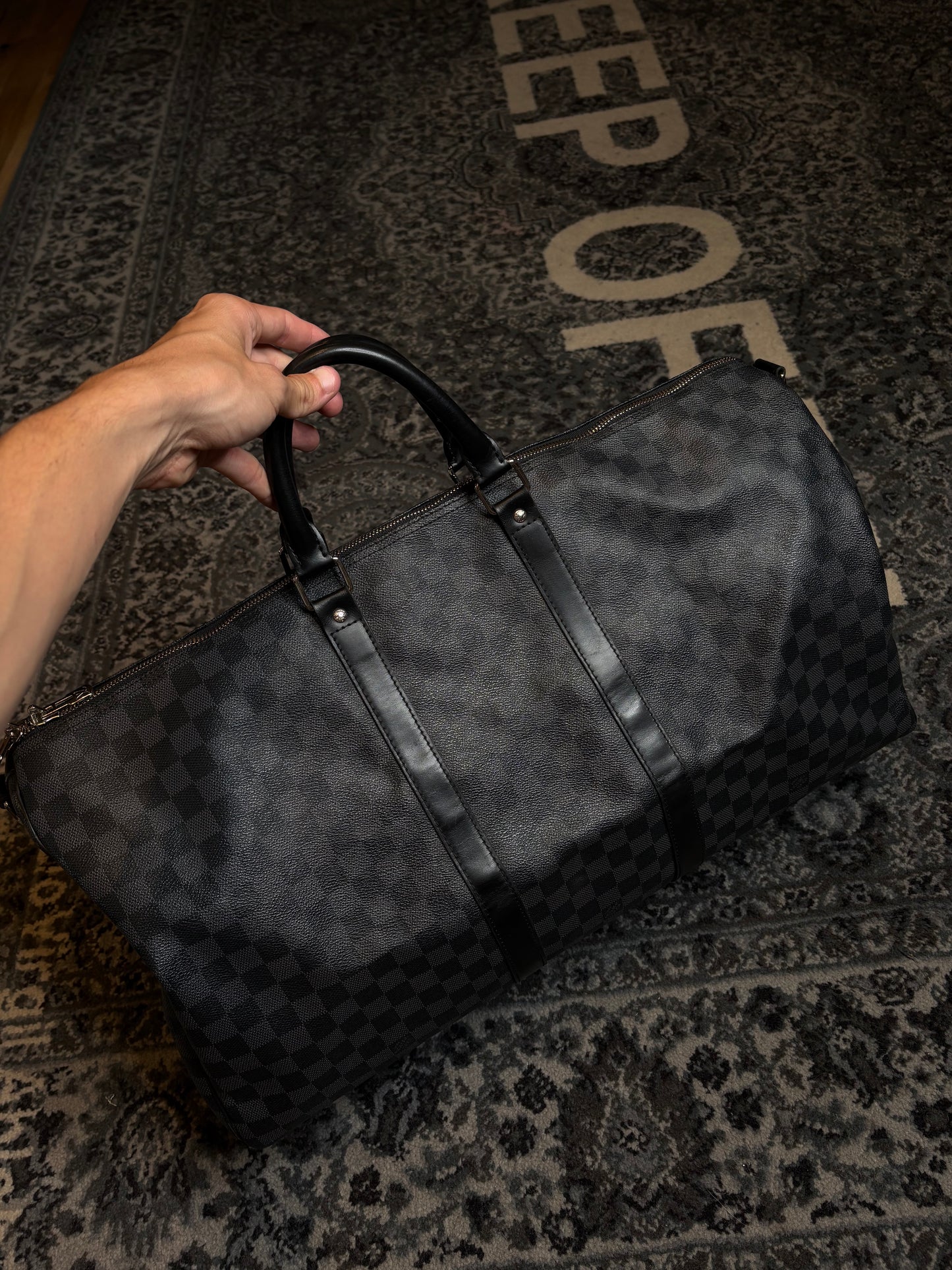 Louis Vuitton Duffle Black PO Size 55