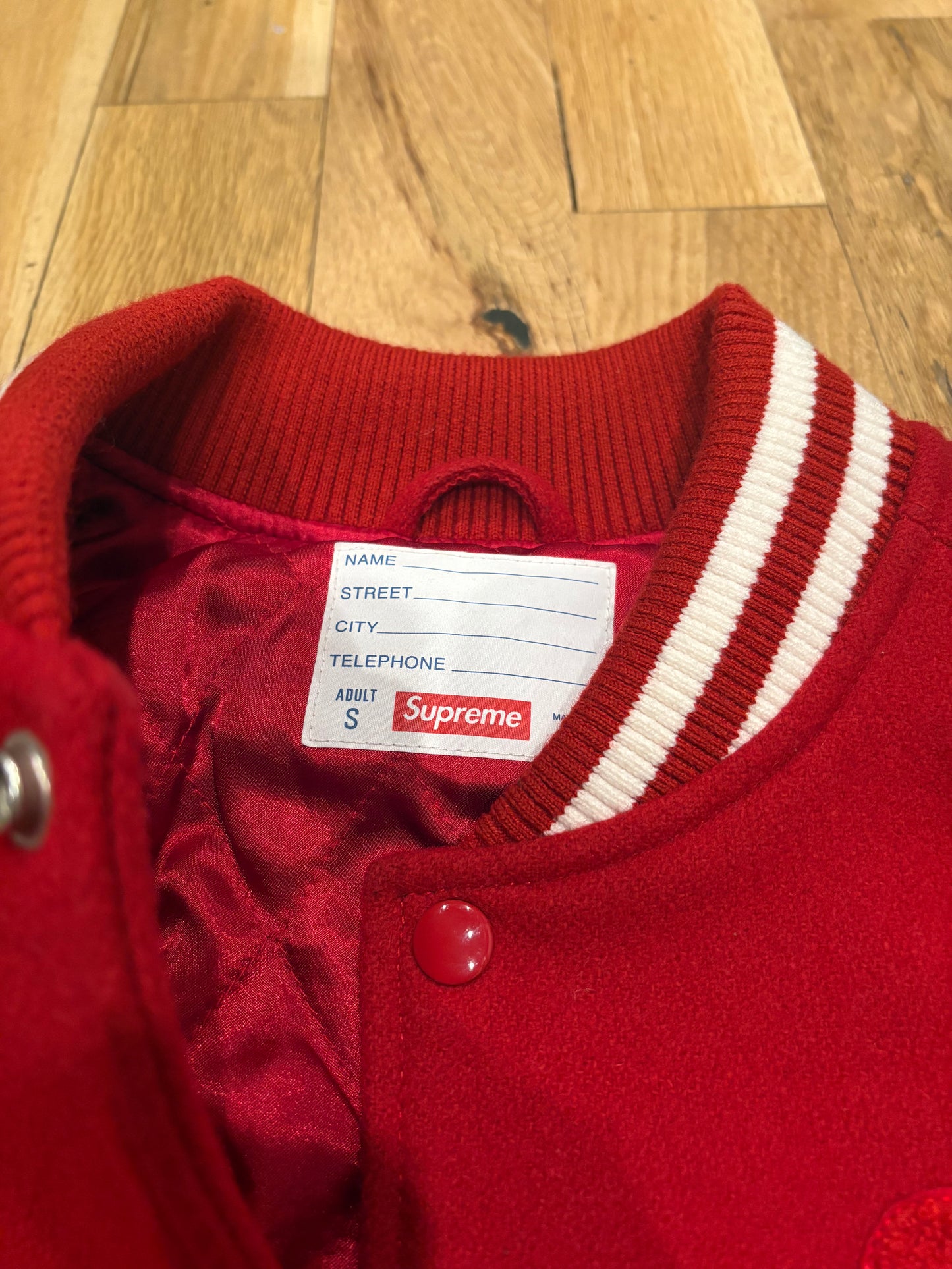 Supreme Varsity Jacket Red Size Small