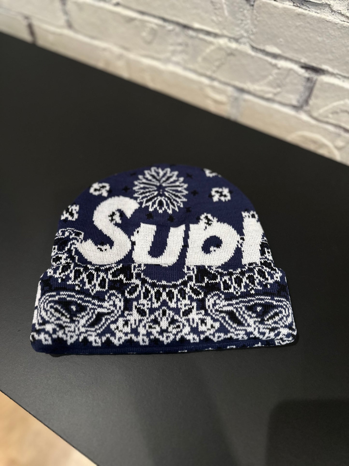Supreme Navy Bandana Beanie DS