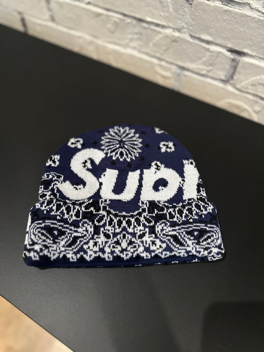 Supreme Navy Bandana Beanie DS