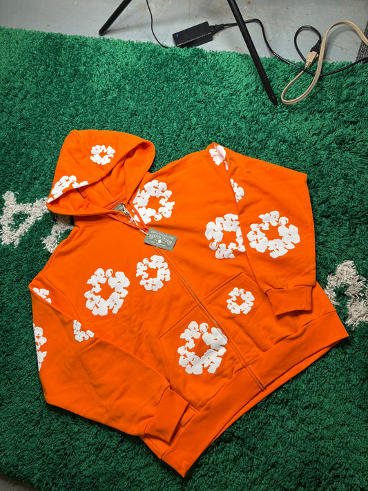 Denim Tears Orange Wreath Zip Hoodie DS Size Large