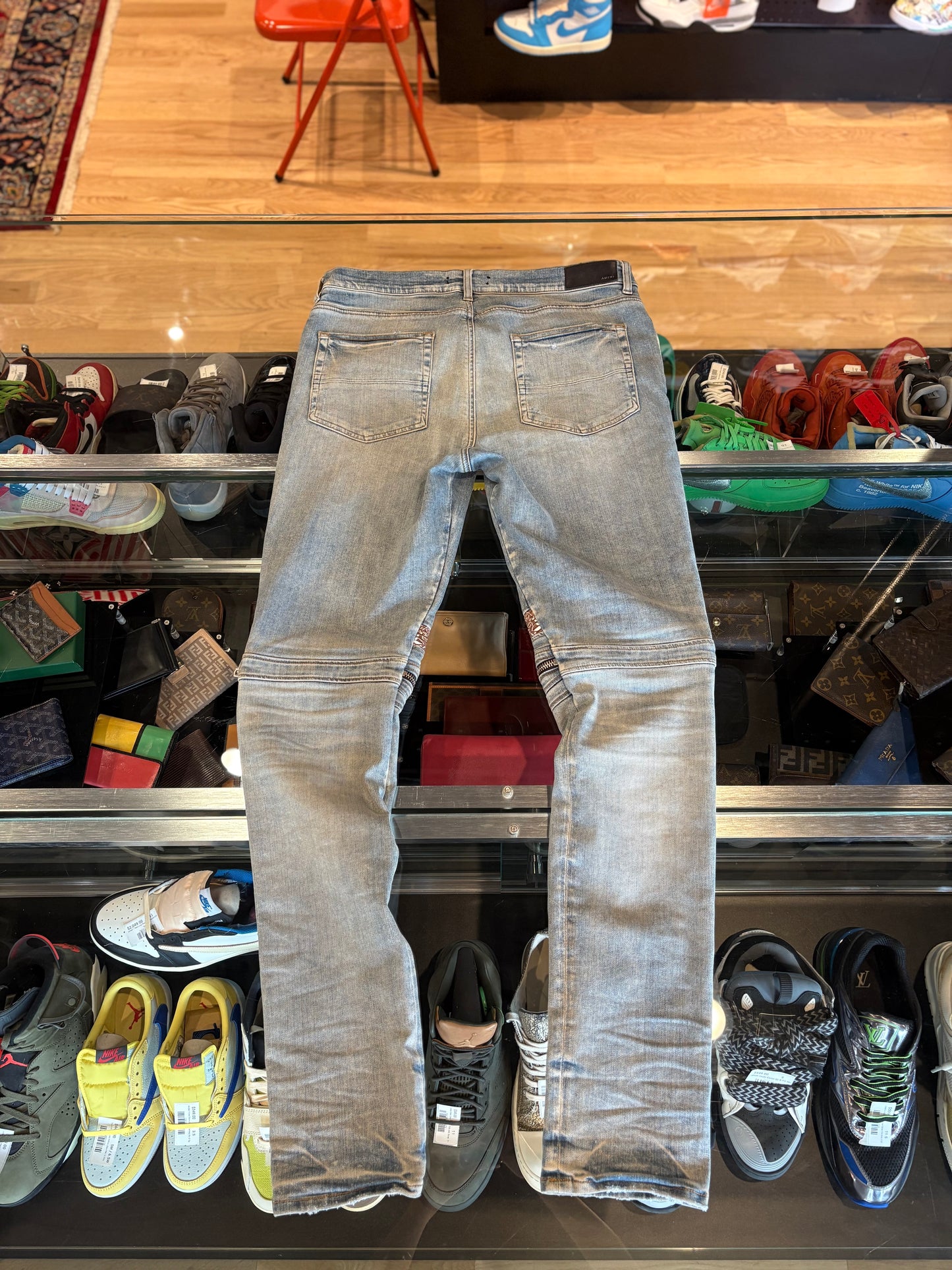 Amiri Jeans Blue Brown Zipper Size 38