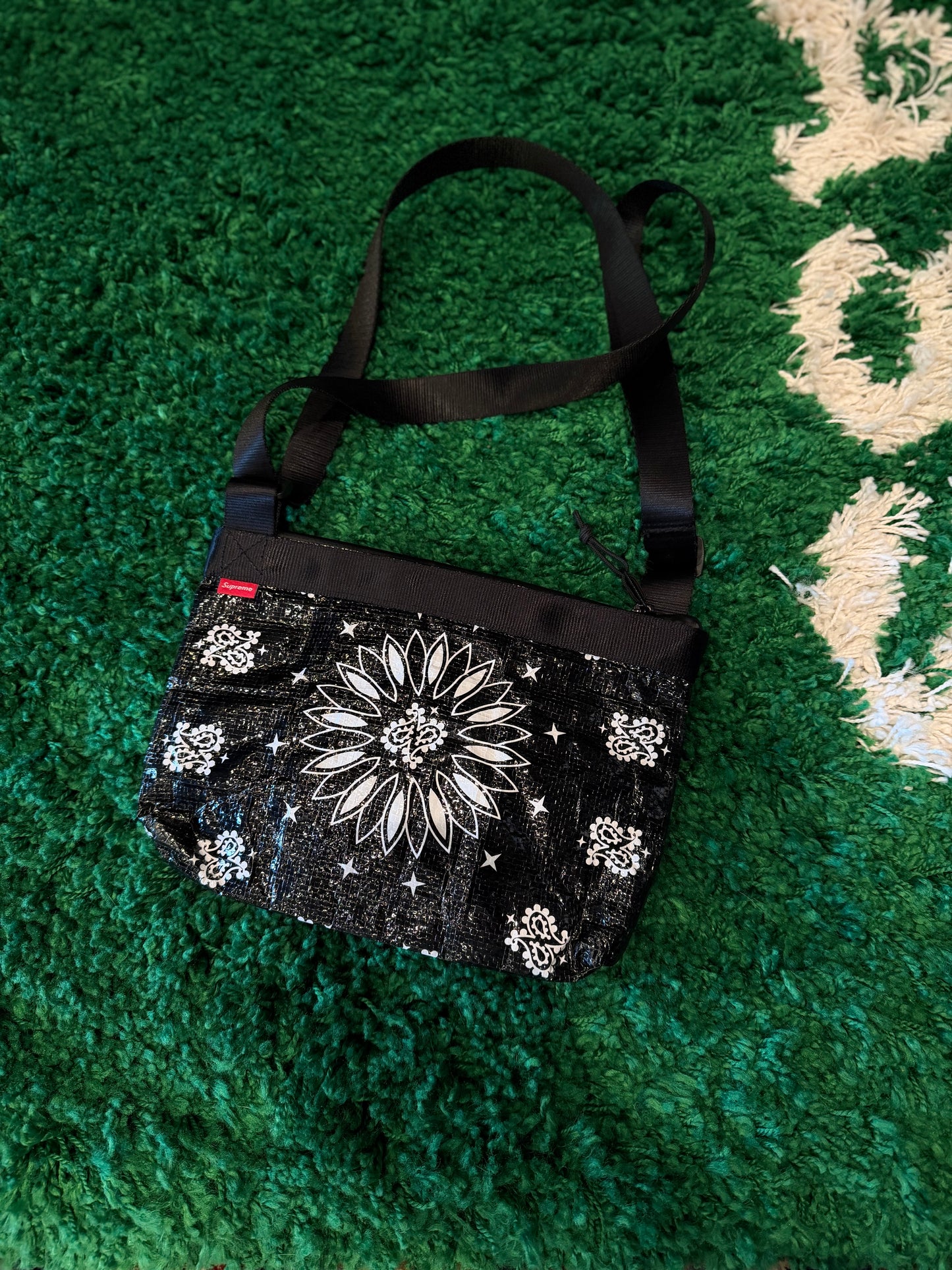 Supreme Bandana Tarp Side Bag Black