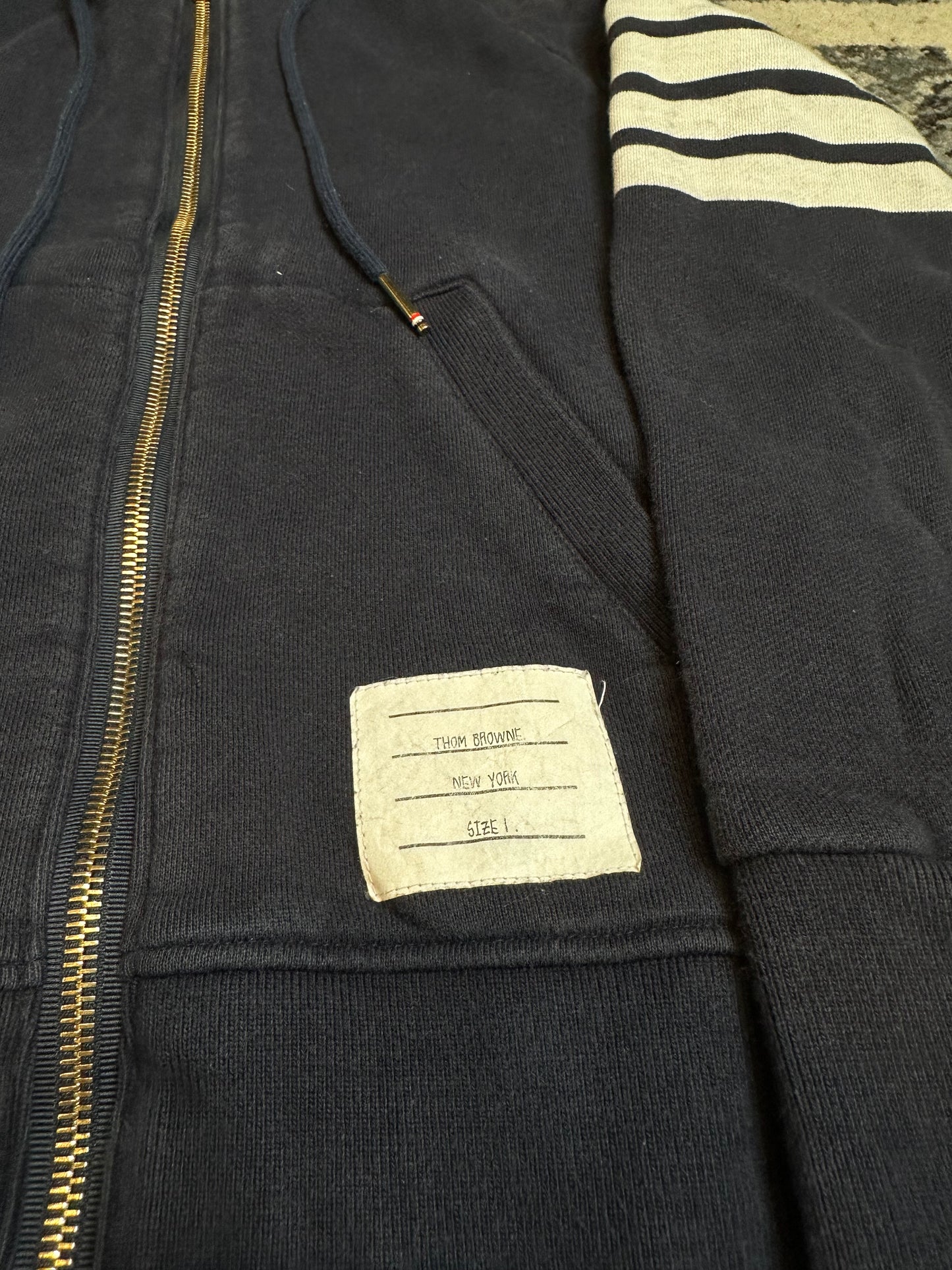 Thom Browne 4 Bar Zip Up Hoodie Size Small