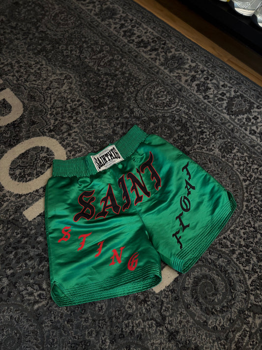 Saint Michael Green Satin Boxer Shorts Size Large