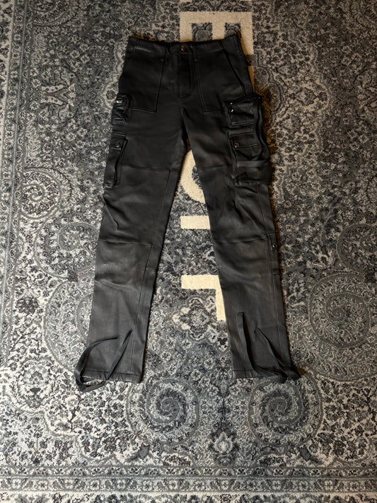 Amiri Black Leather Jeans Po Size 32(48 EU)