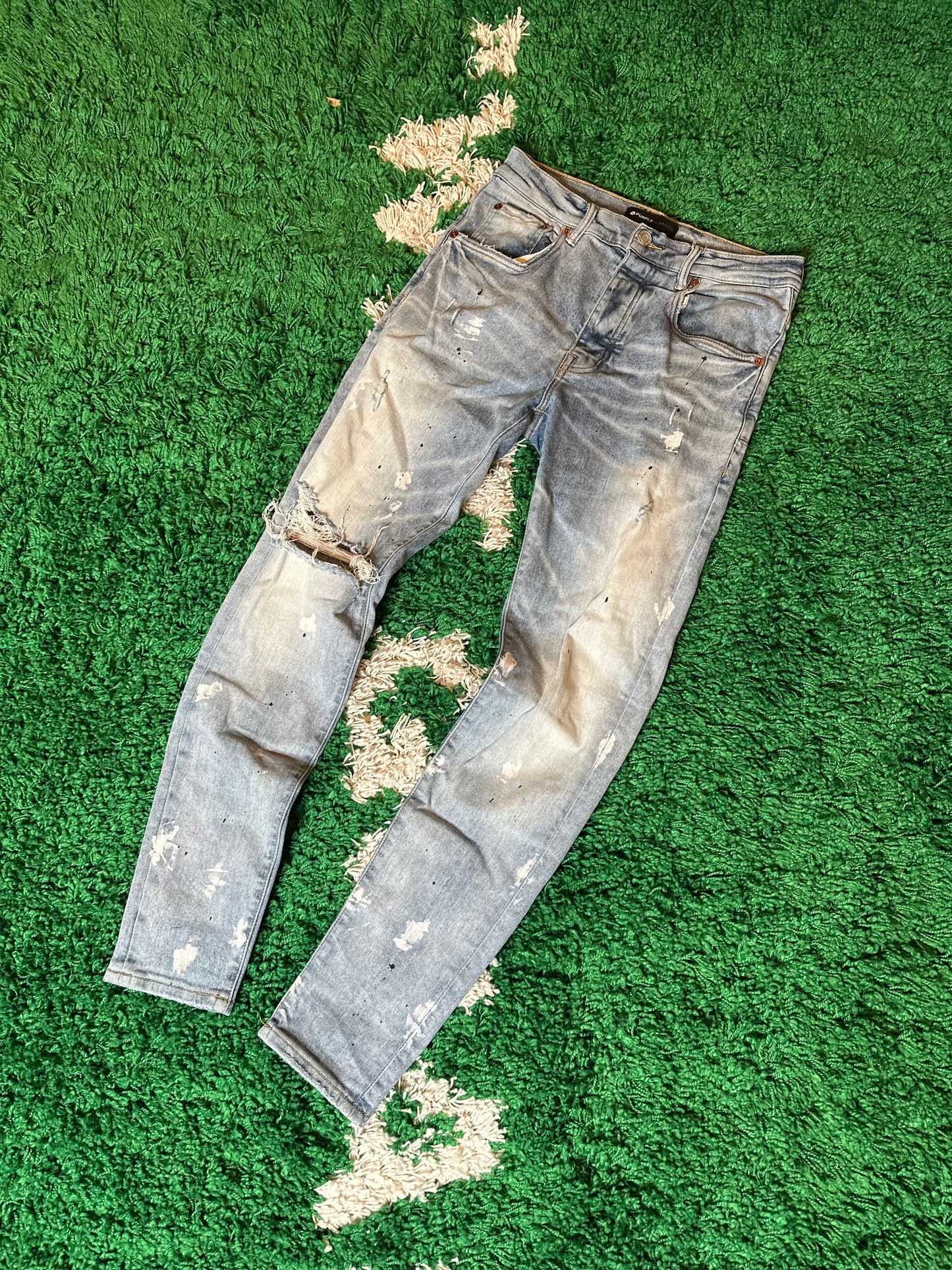 Purple Jeans Light Wash Distressed Size 30