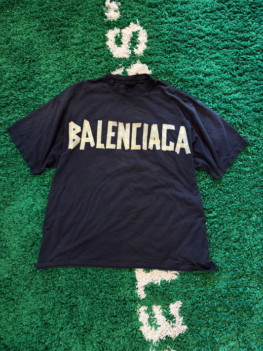 Balenciaga Tape Logo Tee Black Size XL
