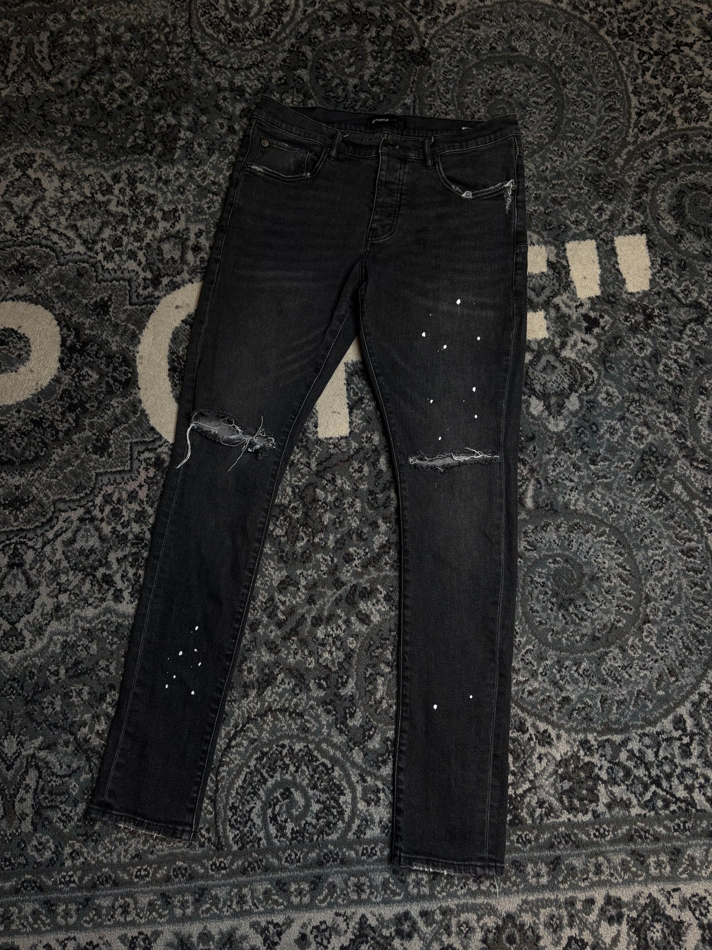 Purple Brand Jeans Black Overspray Size 32