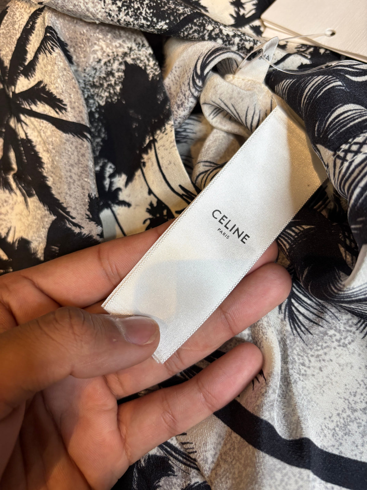 Celine Hawaii Camp-Collar Printed Silk Crepe de Chine Shirt Size Medium(38)