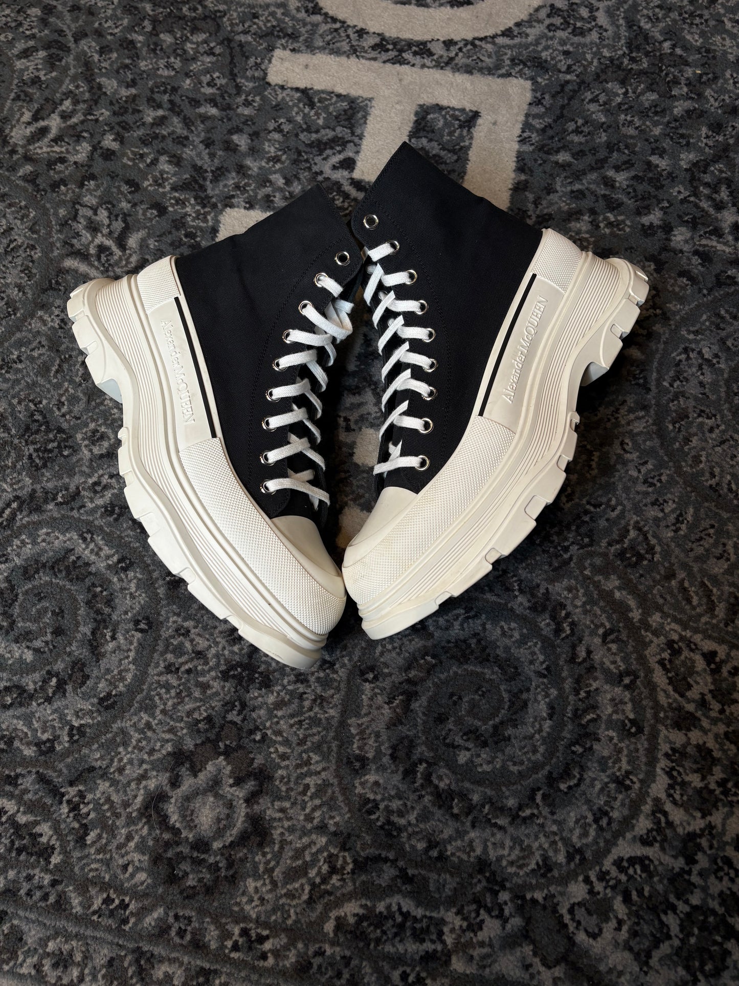 Alexander McQueen Tread Slick Lace Up Boot “Black White” Clean Nb Size 13(46 EU)