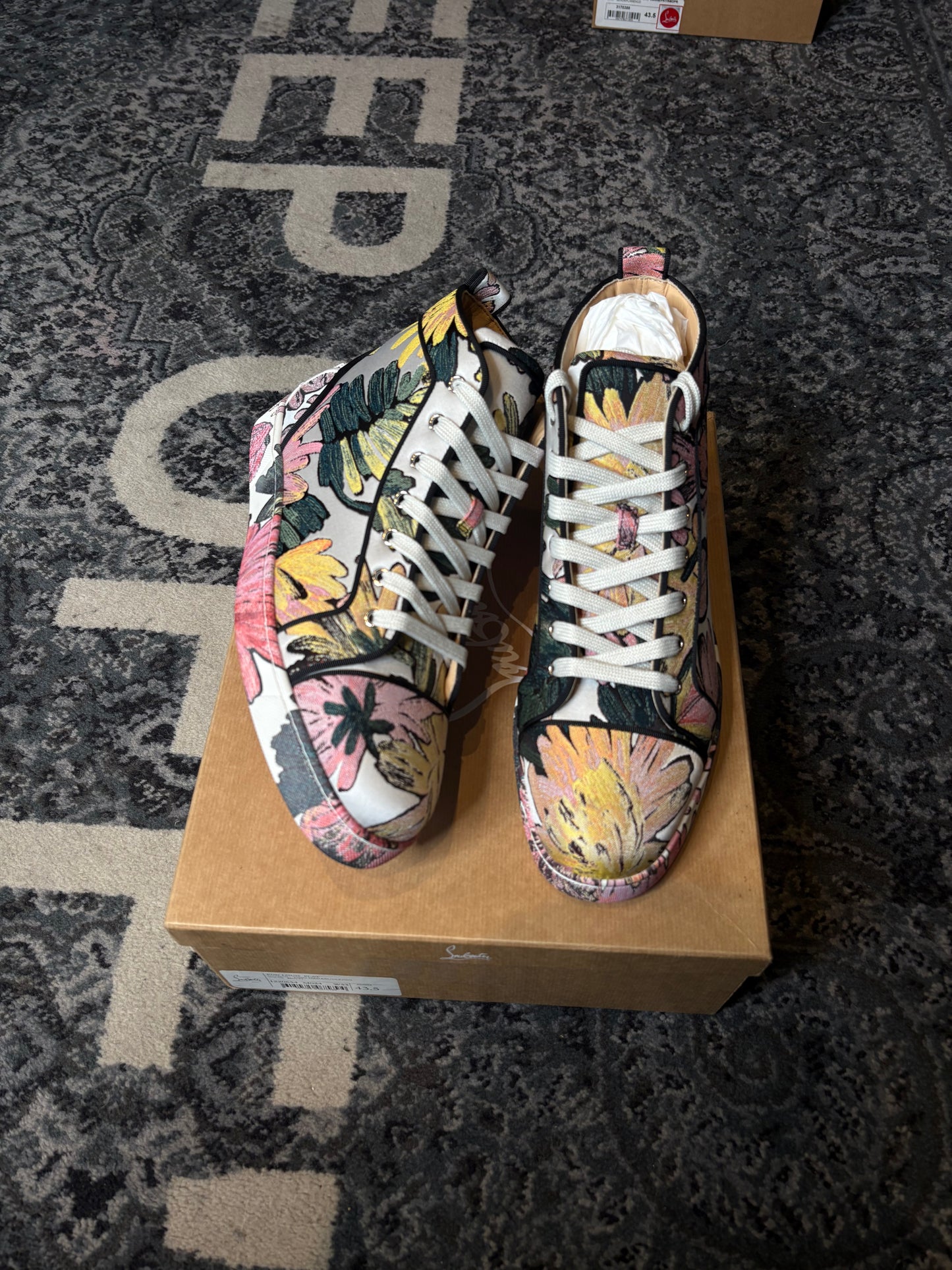 Louboutin Flat High Top Satin Floral Print DS OG SIZE 10.5(43.5EU)