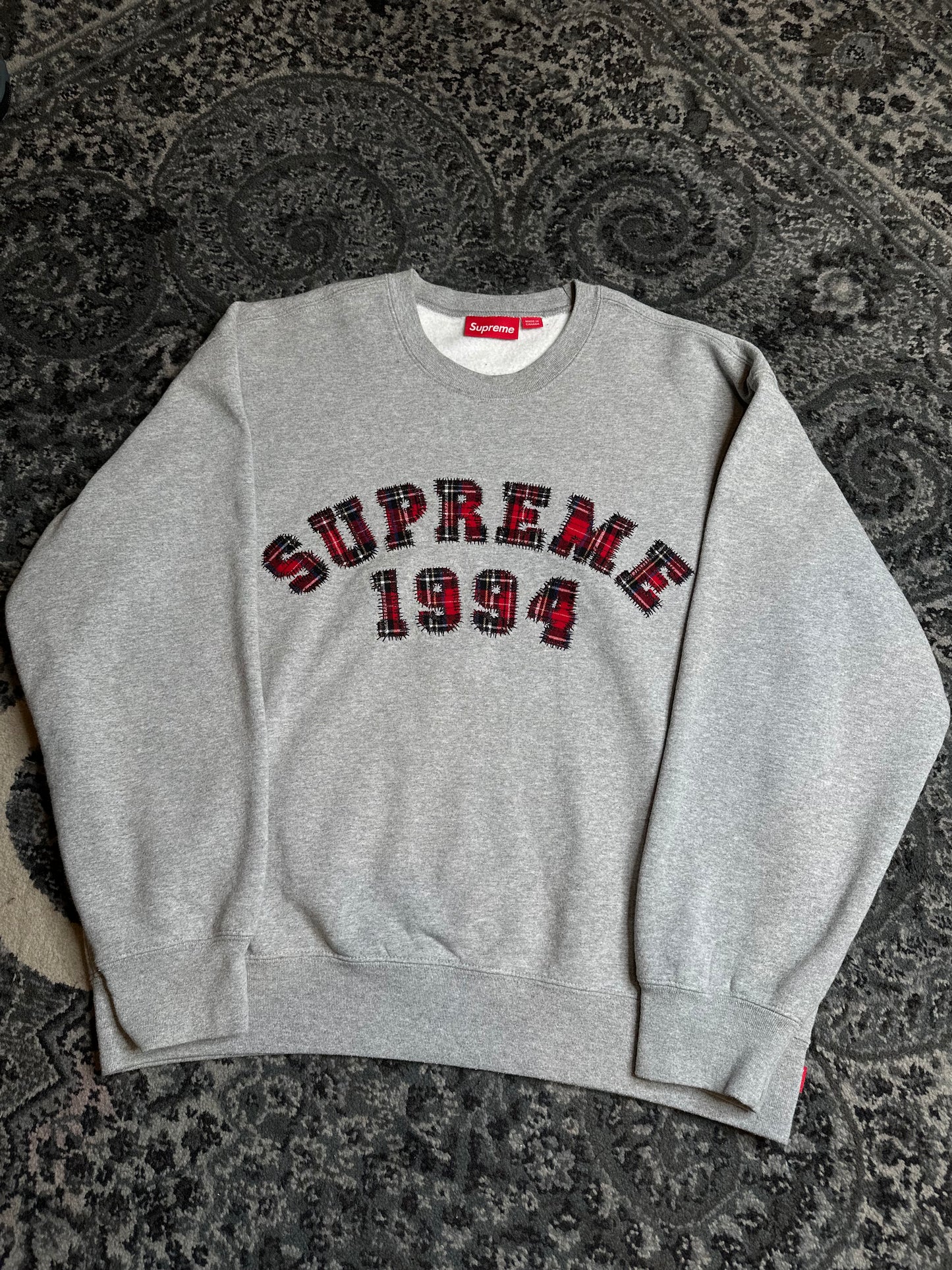 Supreme Plaid Arc Crewneck Heather Gray Size L