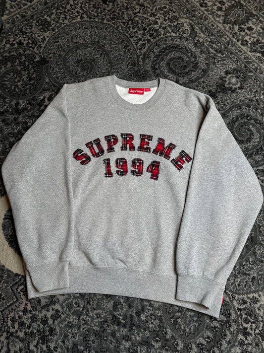 Supreme Plaid Arc Crewneck Heather Gray Size L