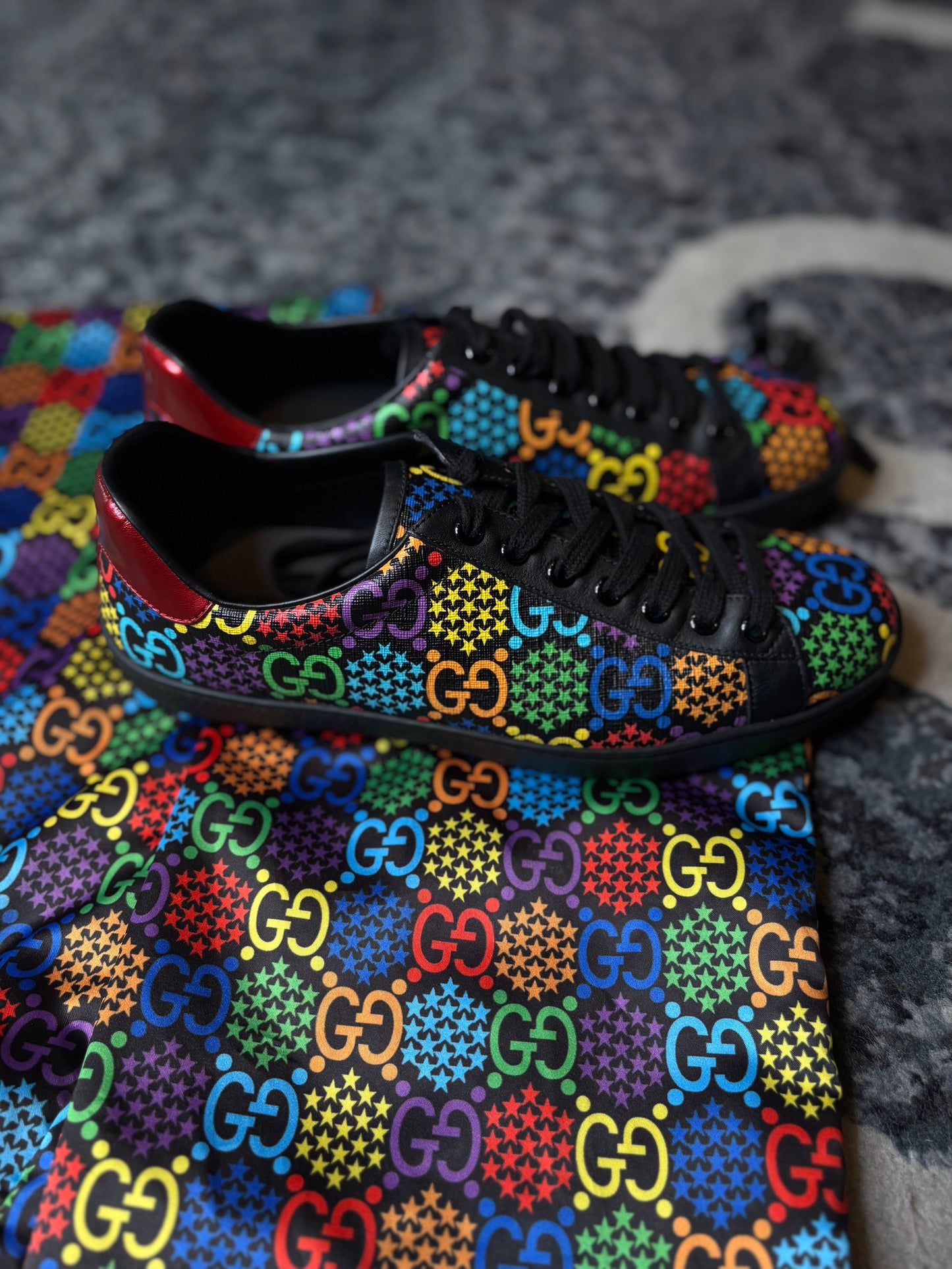 Gucci Psychadelic Ace “Black Multi” Clean Nb Size 6G