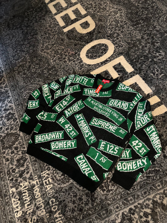 Supreme Street Sign Sweater DS Size Medium