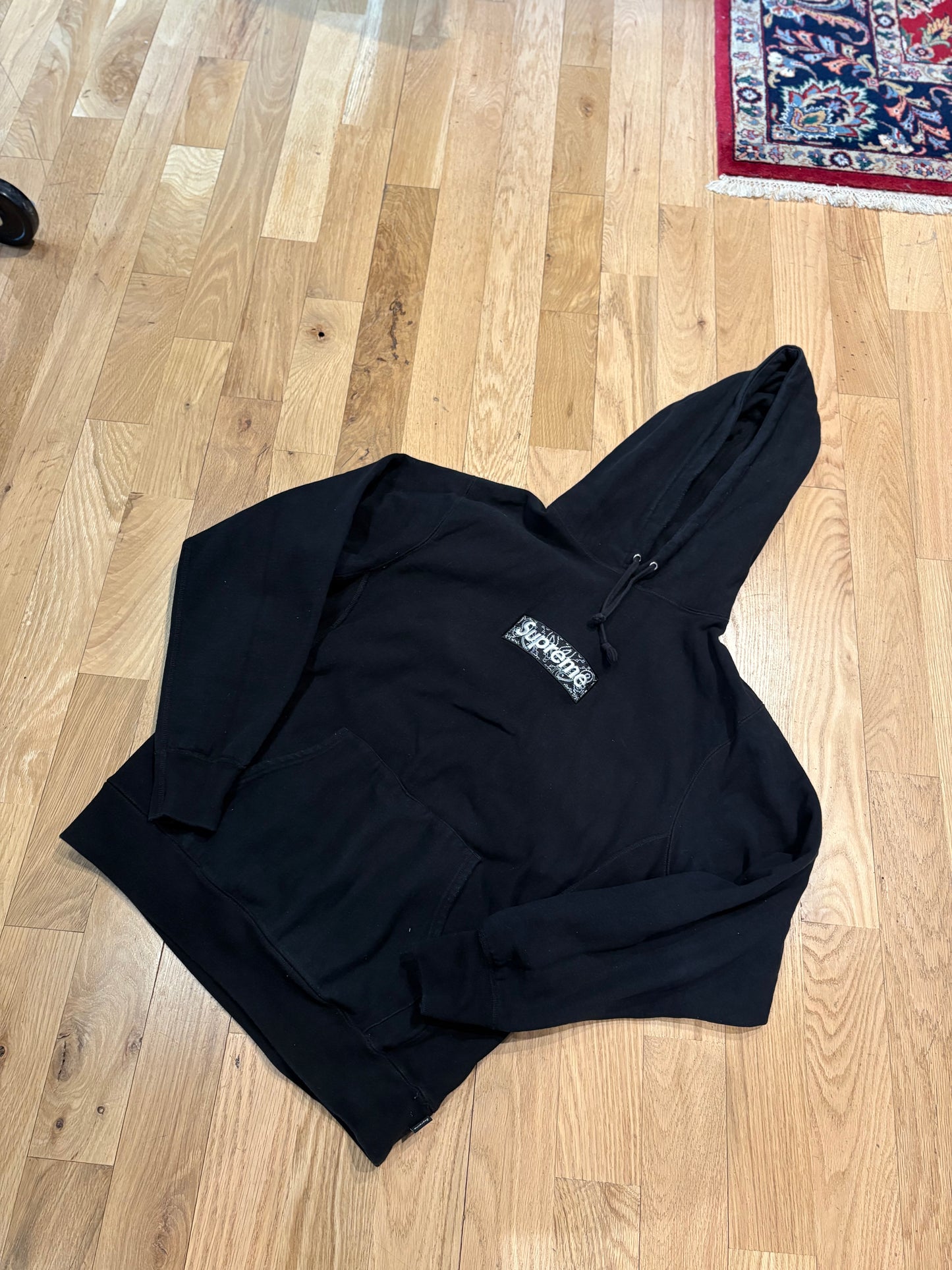 Supreme Black Bandana Hoodie Size Medium