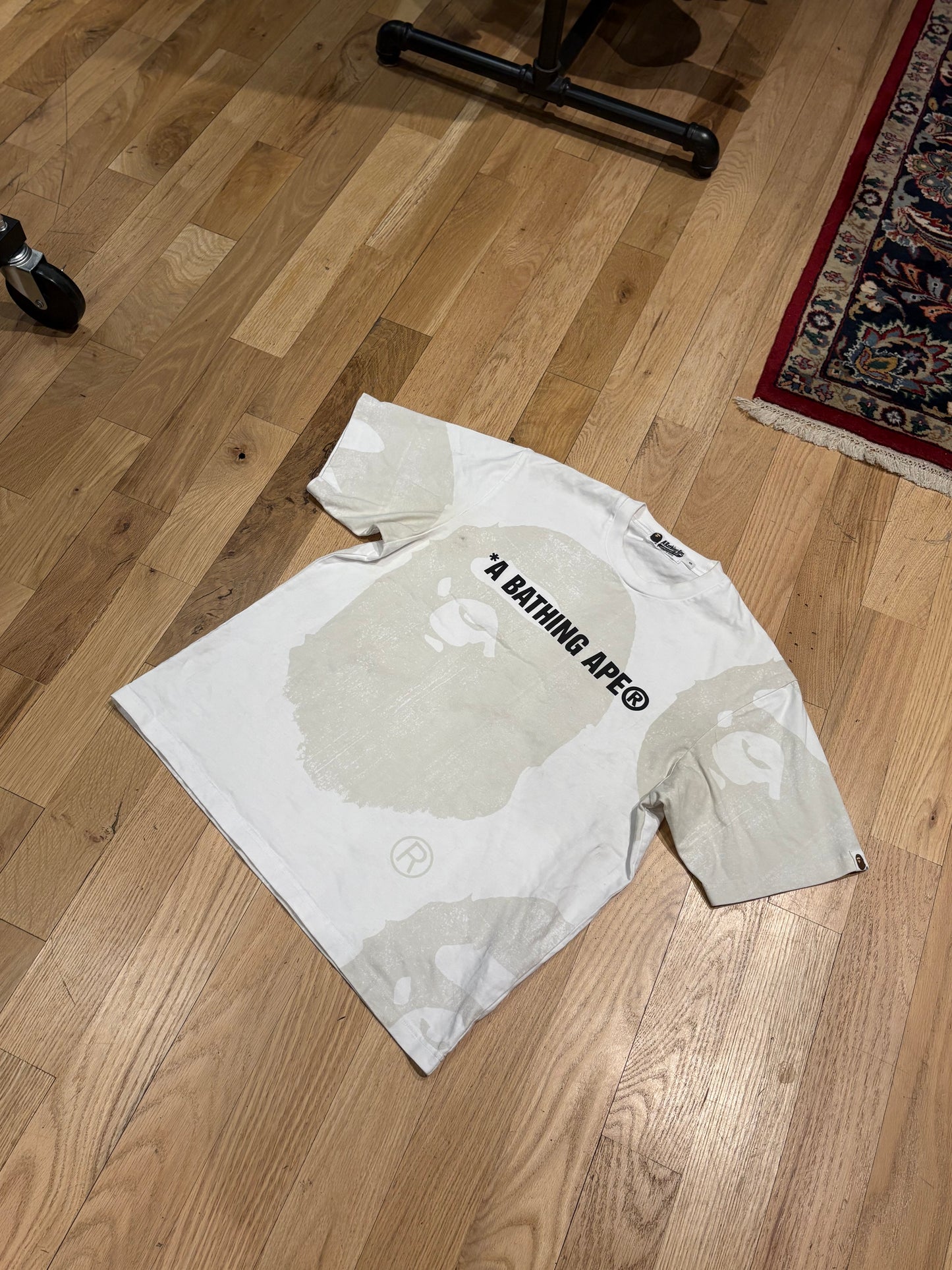 Bape White/Gray Ape Tee Size Small