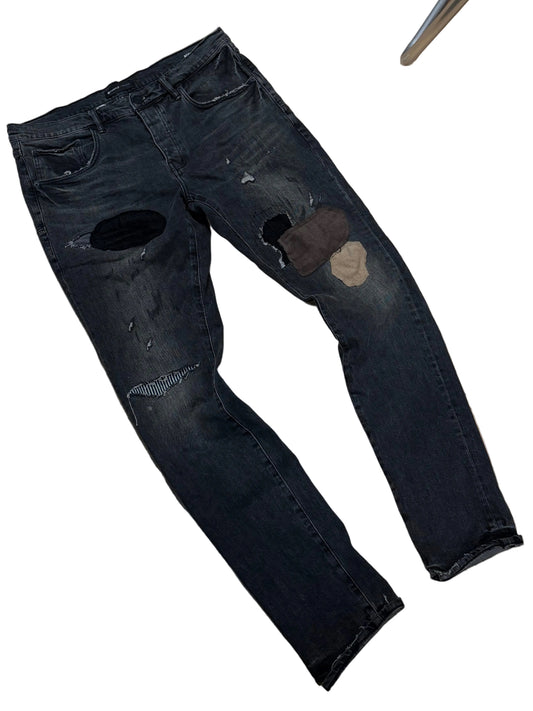 Purple Jeans Black Patches Size 36