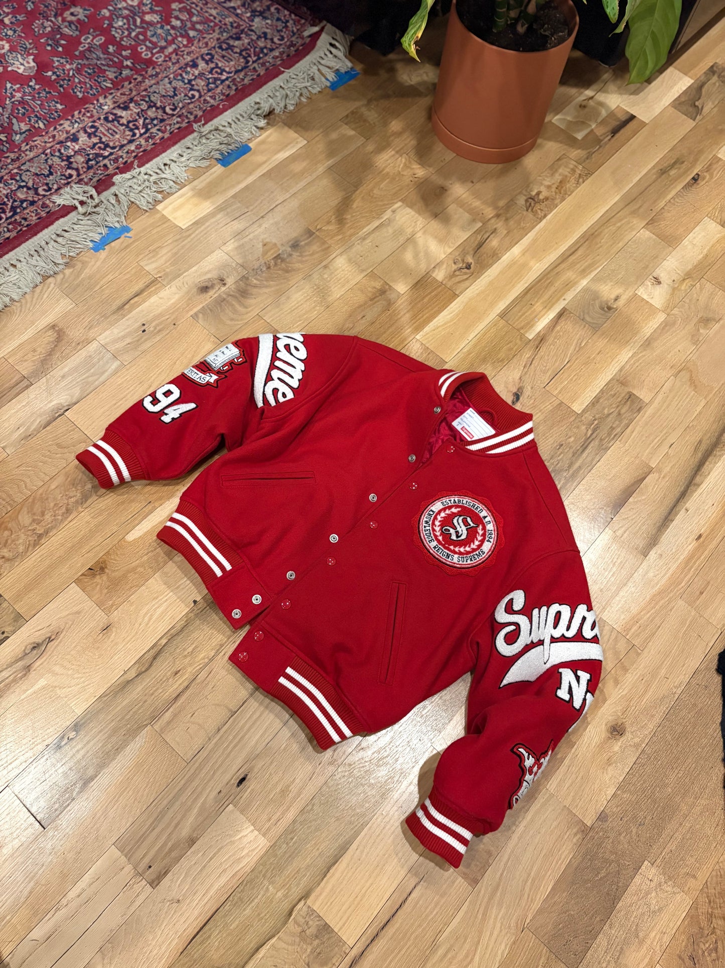Supreme Varsity Jacket Red Size Small
