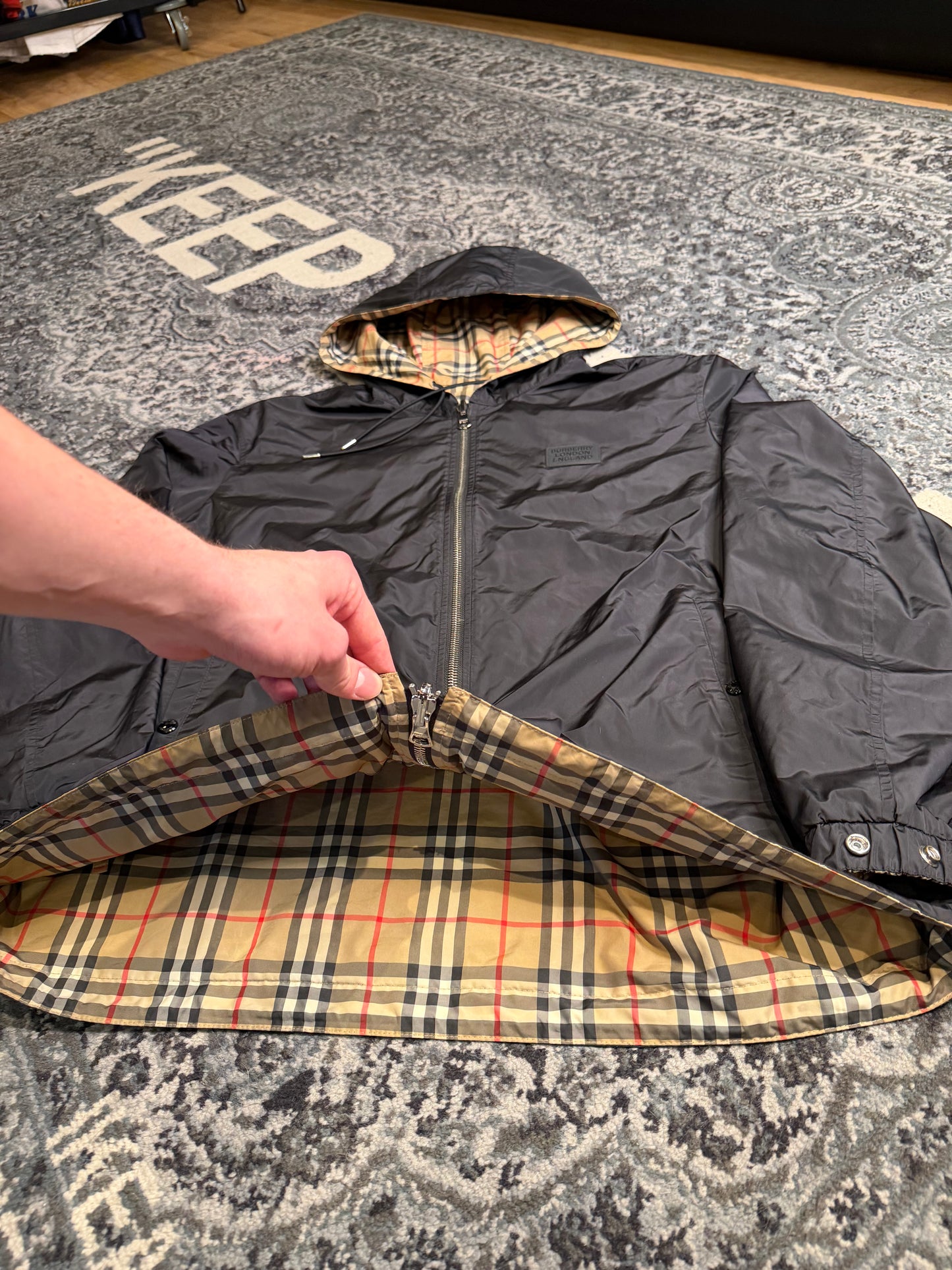 Burberry Reversible Check Hooded Jacket Size XXL
