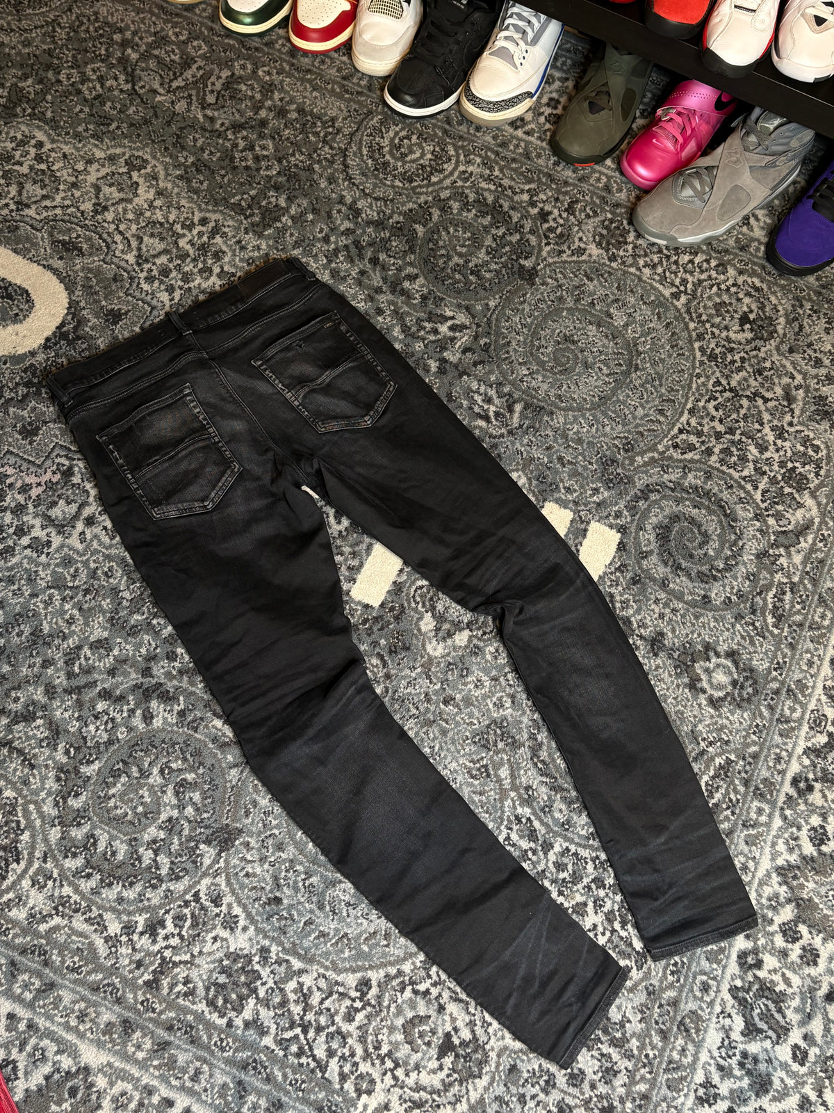 Amiri Jeans Black Olive Patches Size 34