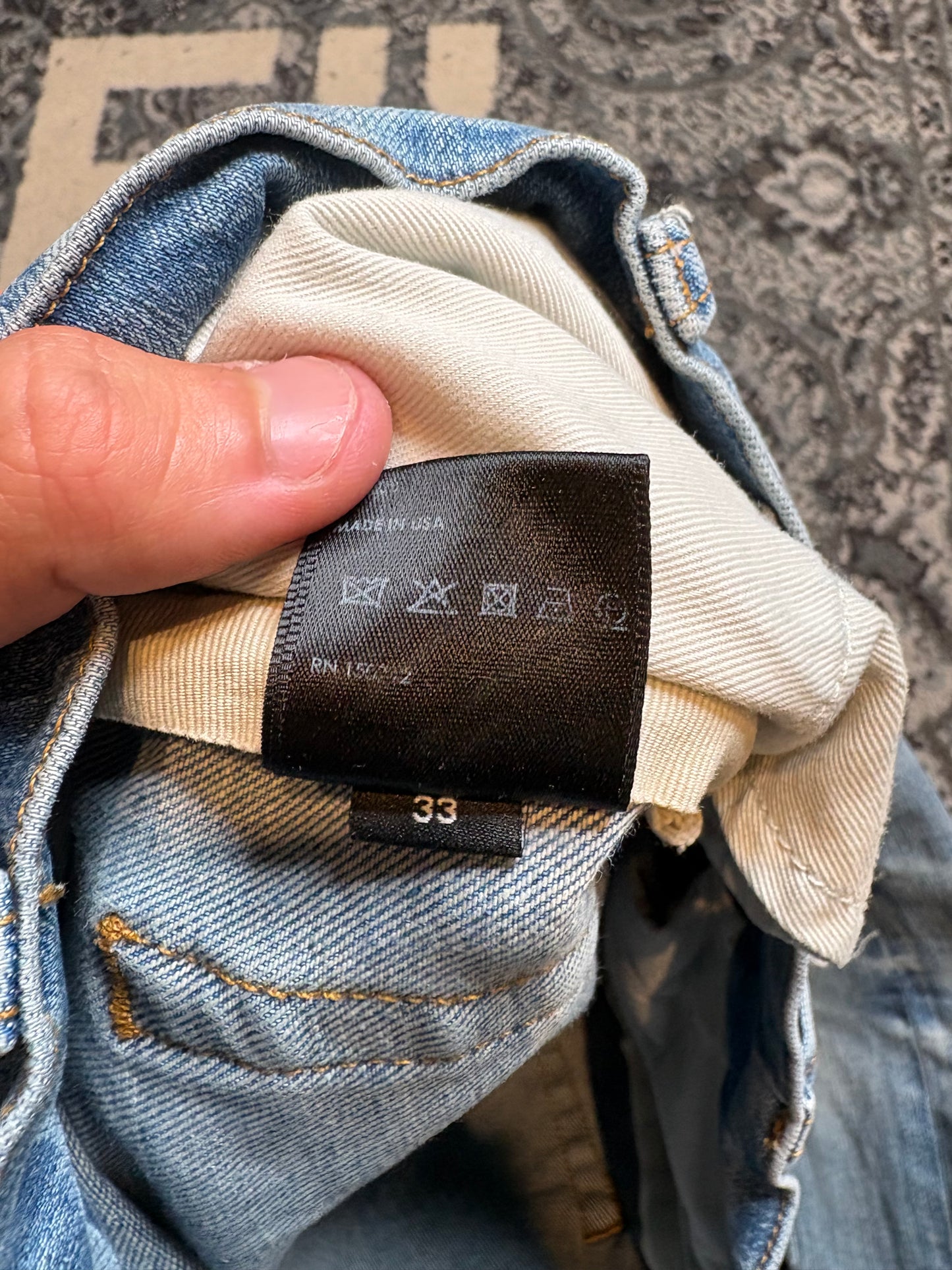 Amiri Jeans Blue Distressed Plaid PO Size 33