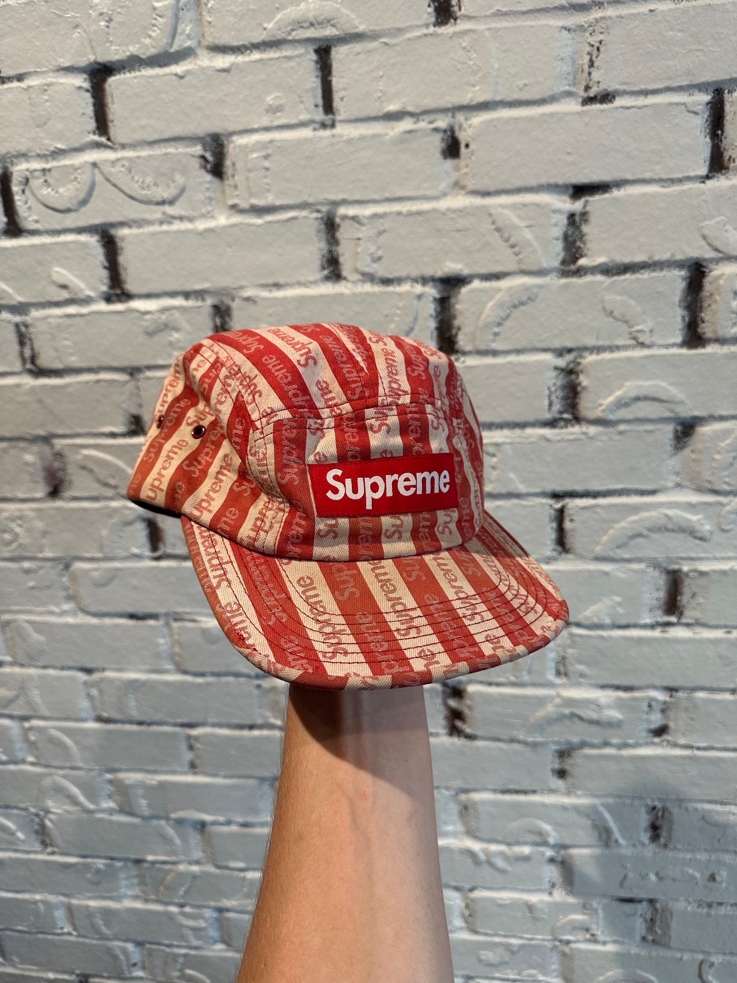 Supreme Jacquard All Over Camp Cap Hat Red (FW14) PO