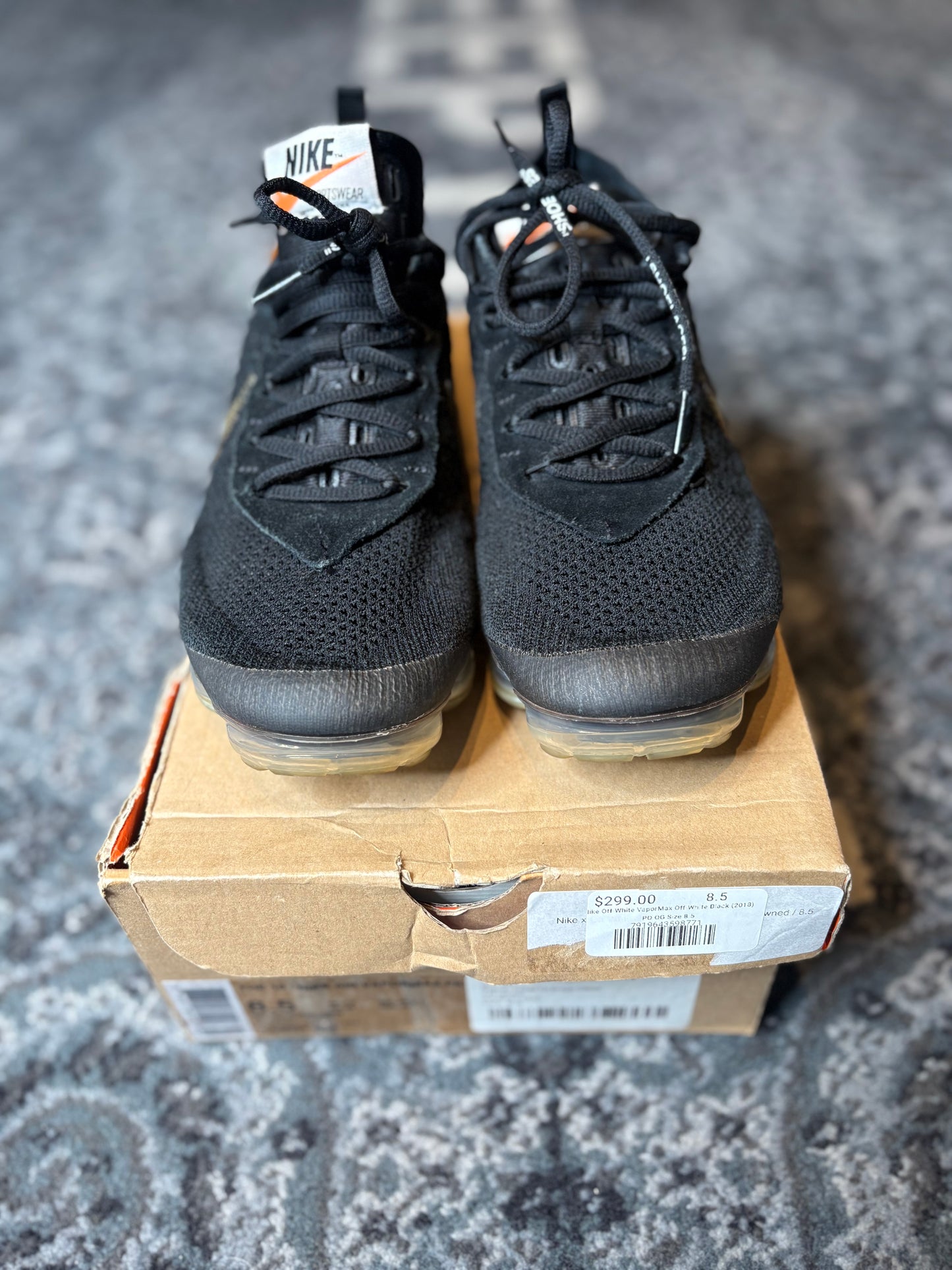 Nike Off White VaporMax Black Clean Og Size 8.5