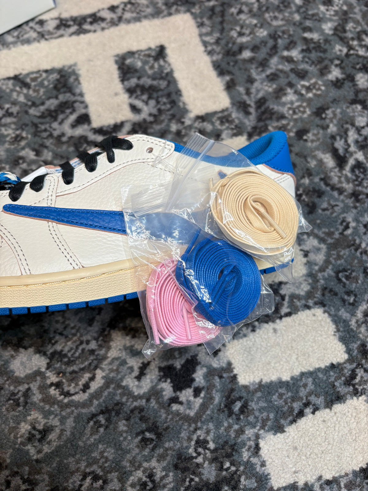 Jordan 1 Retro Low “Fragment x Travis Scott Sail Military Blue” Ds Og Size 11.5