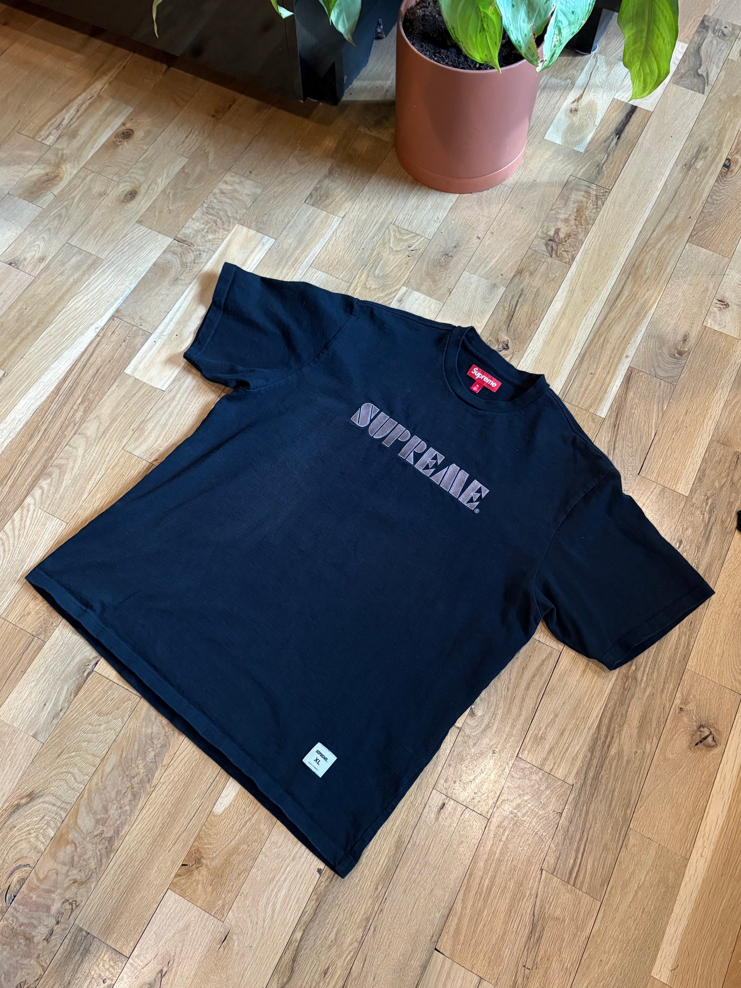 Supreme Reflective Logo Tee Black Size XL