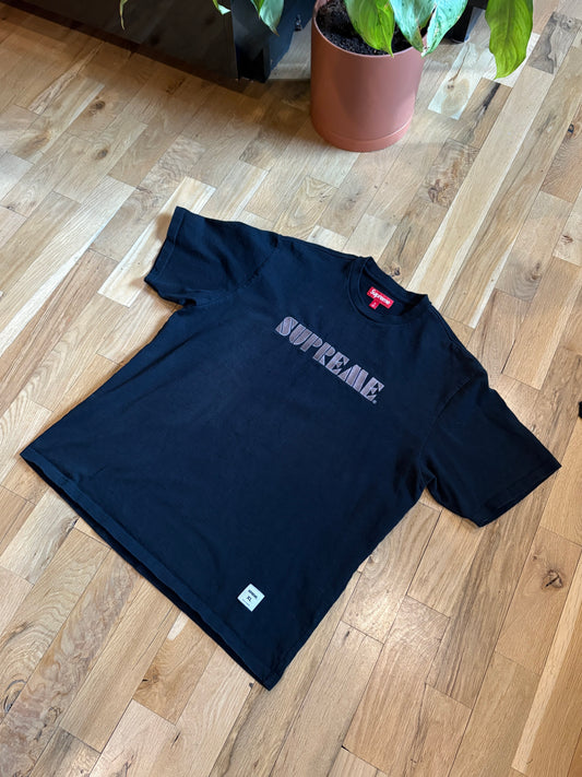 Supreme Reflective Logo Tee Black Size XL