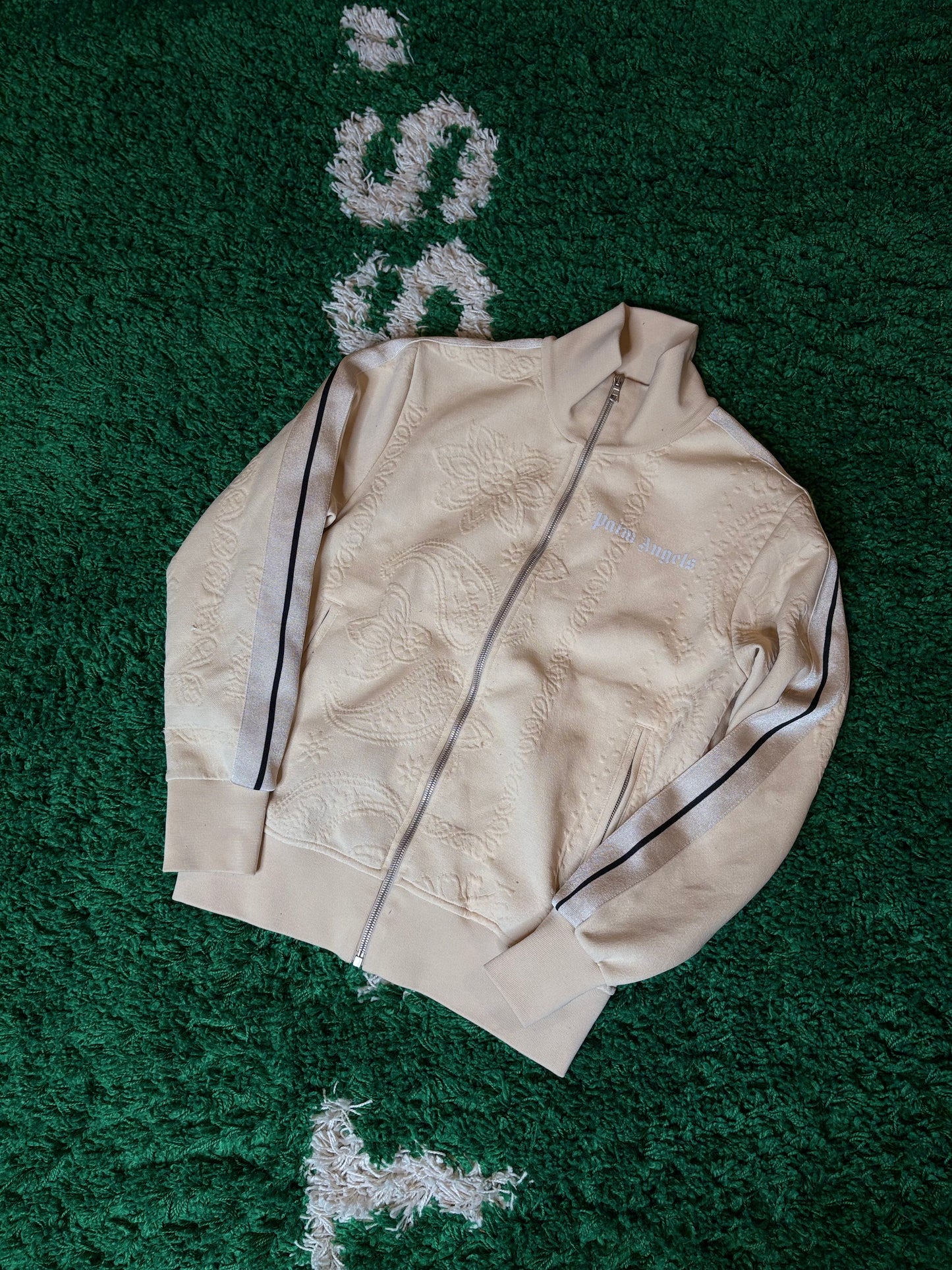 Palm Angels Cream Zip Paisley Jacket Size Small