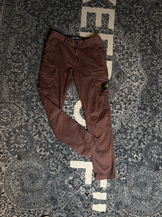 Stone island slim badge logo cargo pants Mahogany Brown Size 30