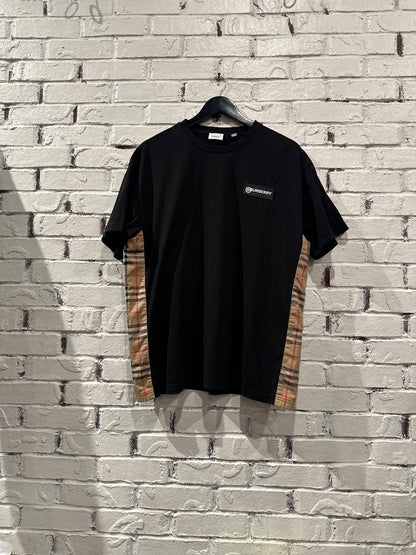 Burberry T-shirt w/ Plaid Side Panels Size L