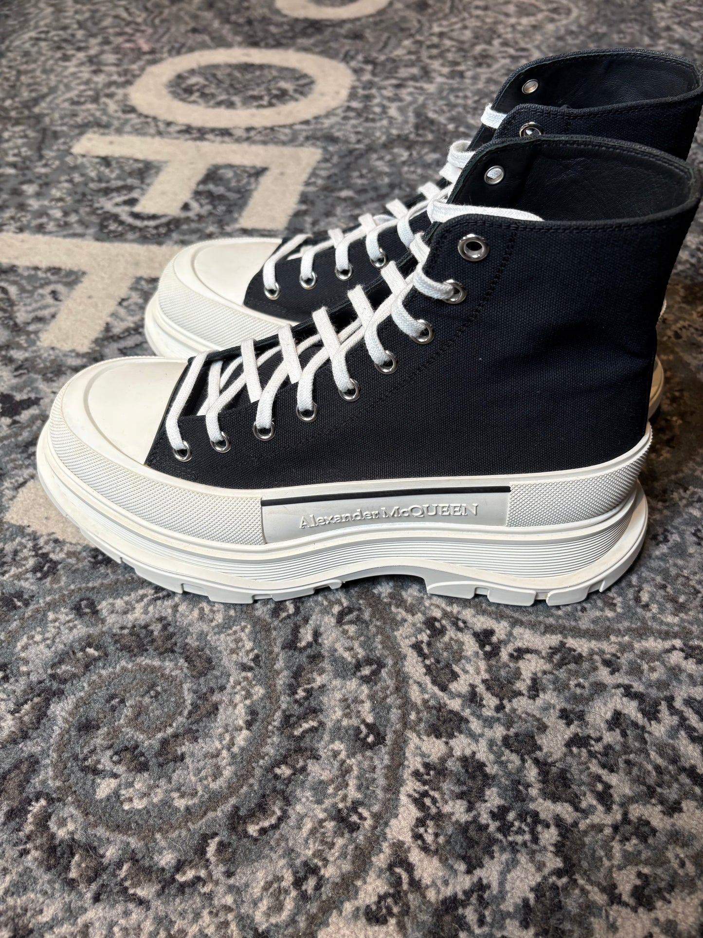 Alexander McQueen Tread Slick Lace Up Boot “Black White” Clean Nb Size 13(46 EU)