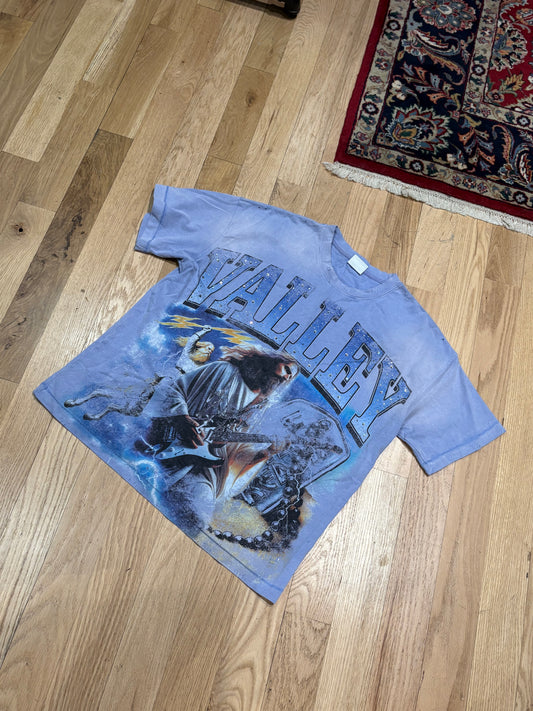 Vale Blue Rhinestone Jesus Tee Size Small