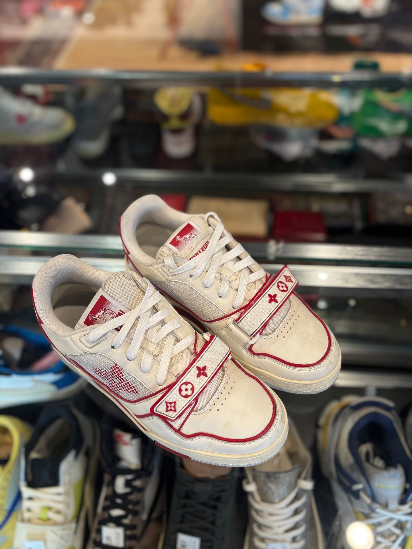 Louis Vuitton Trainer White/Red PO NB Size 7.5LV