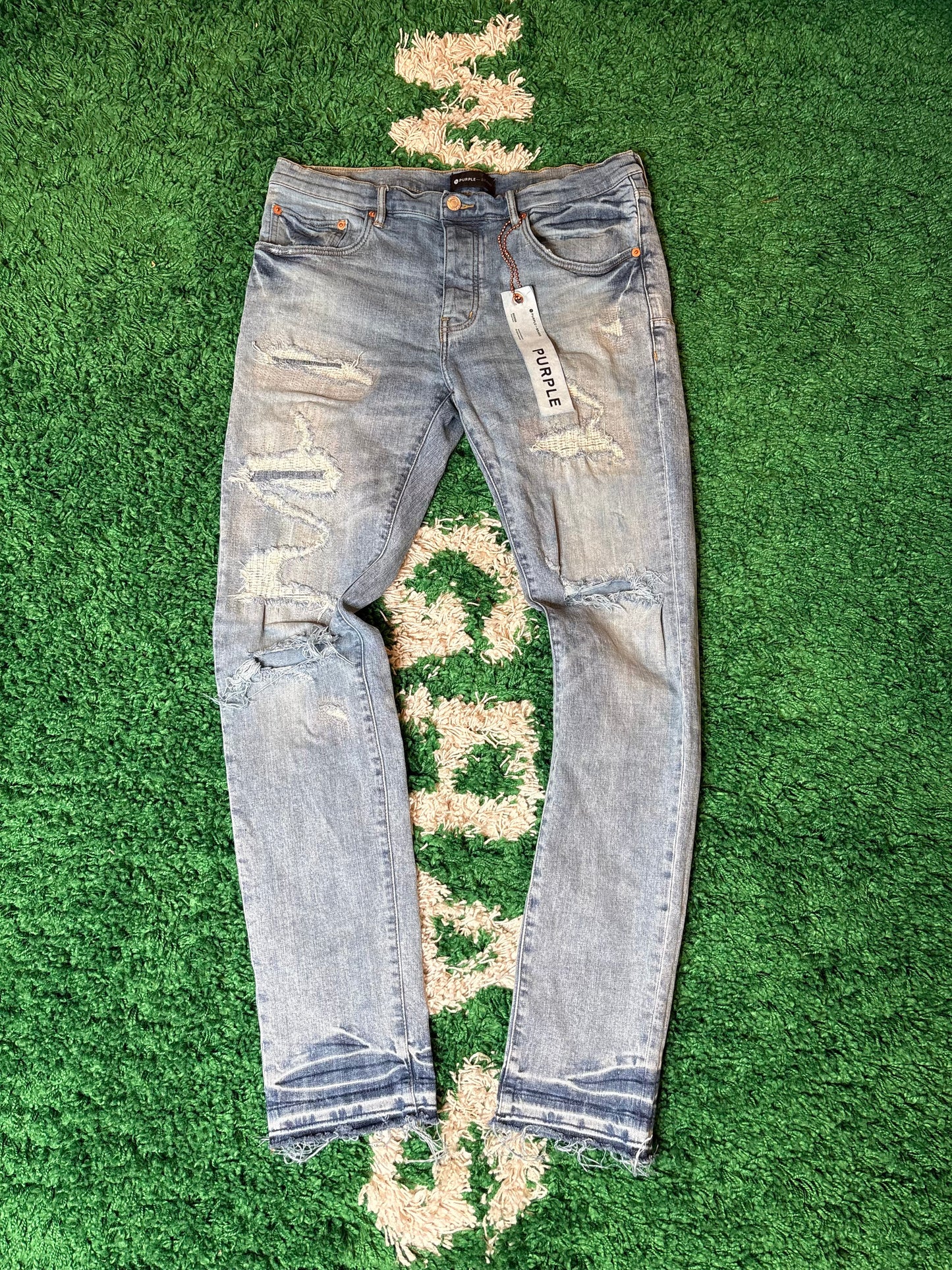 Purple Jeans Light Wash Distressed Size 36