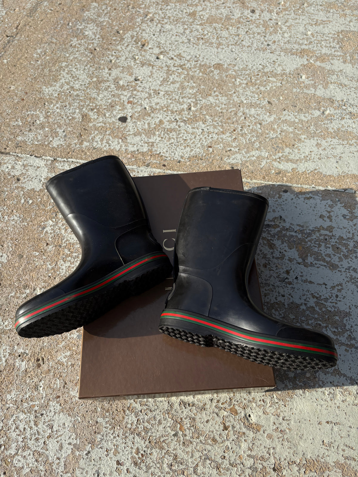 Gucci Rain Boot Black PO Size 11G