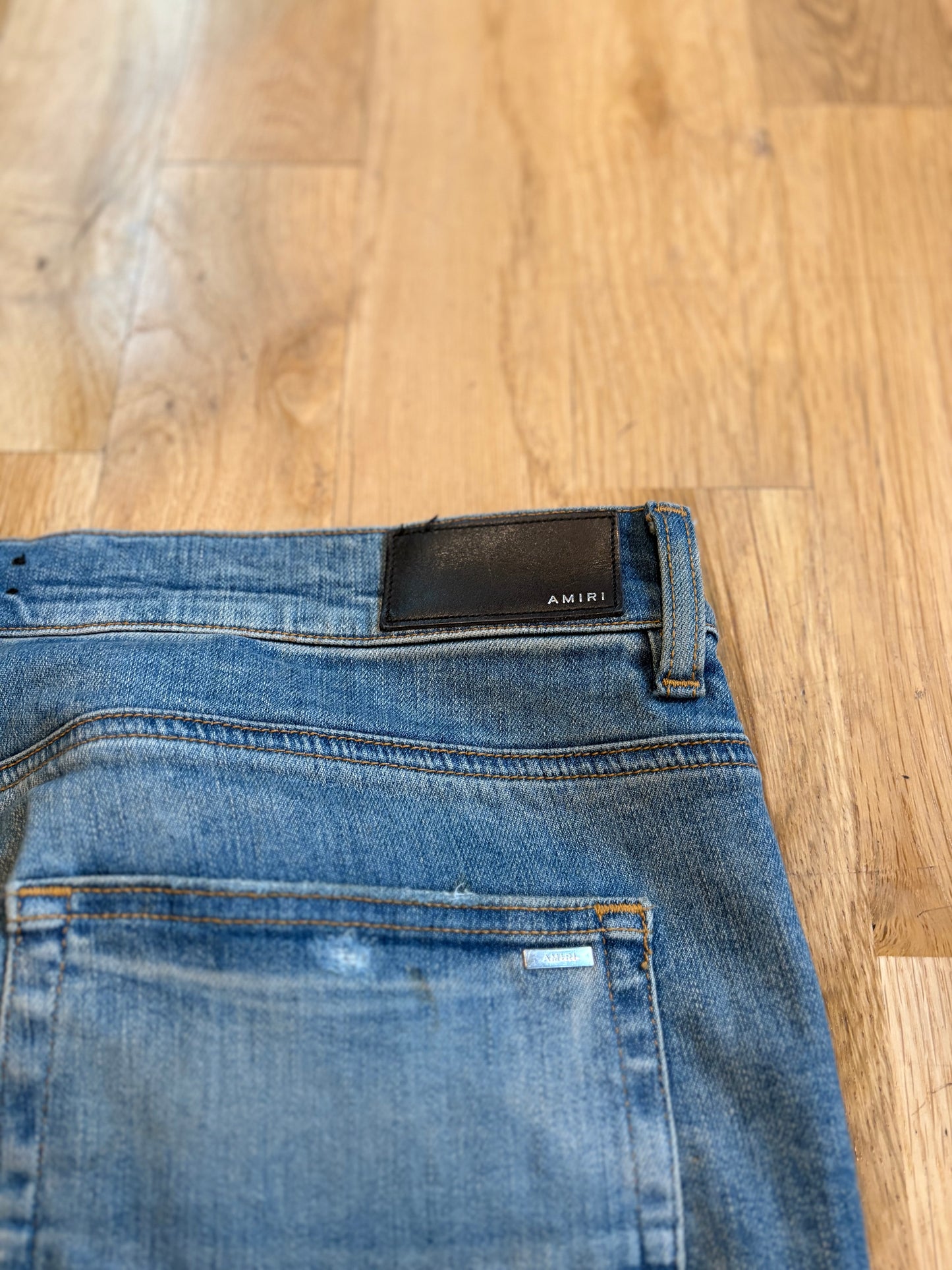 Amiri Jeans Light Wash Patchwork Size 38