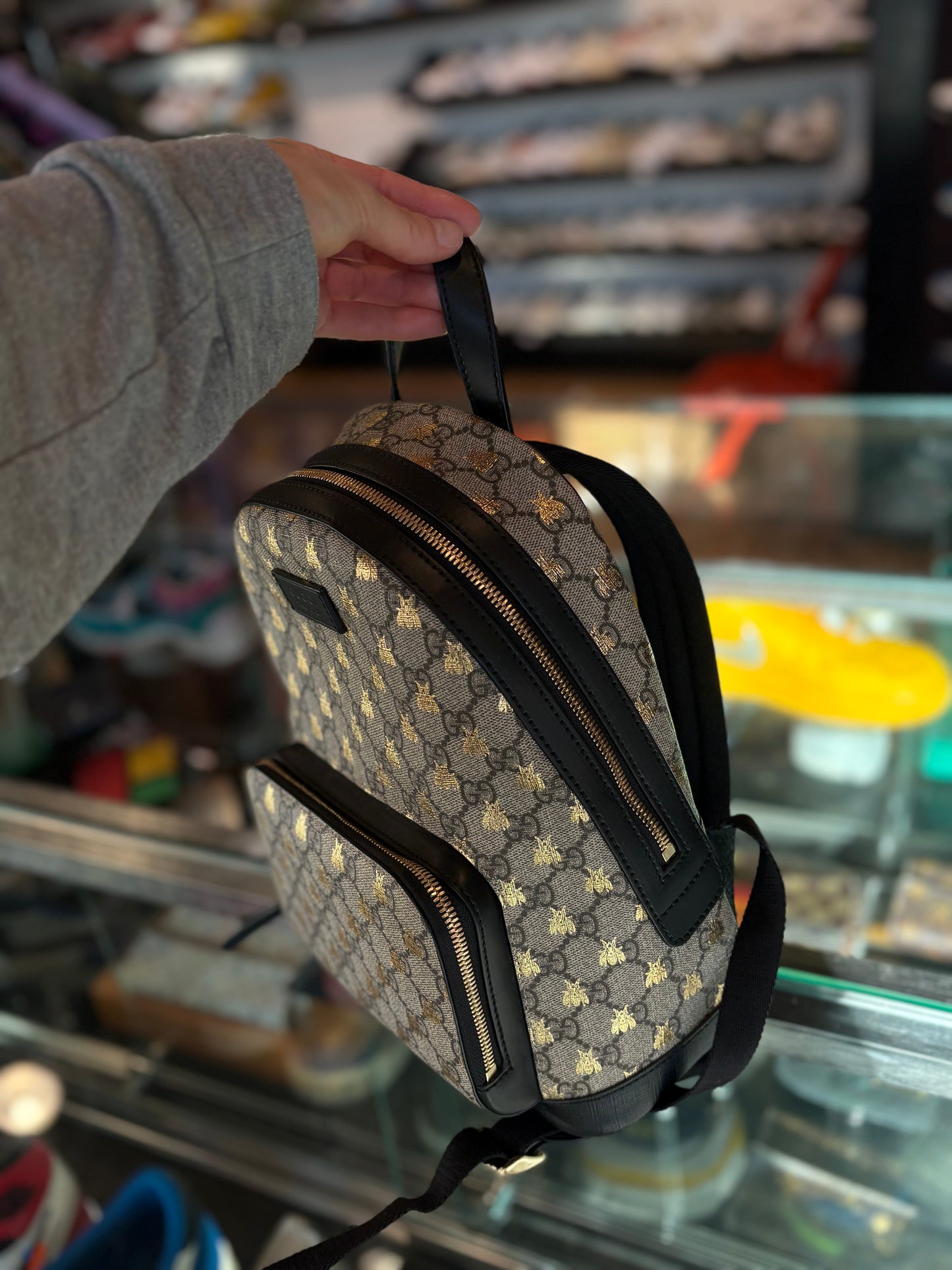 Gucci Mini Gold Bee Backpack
