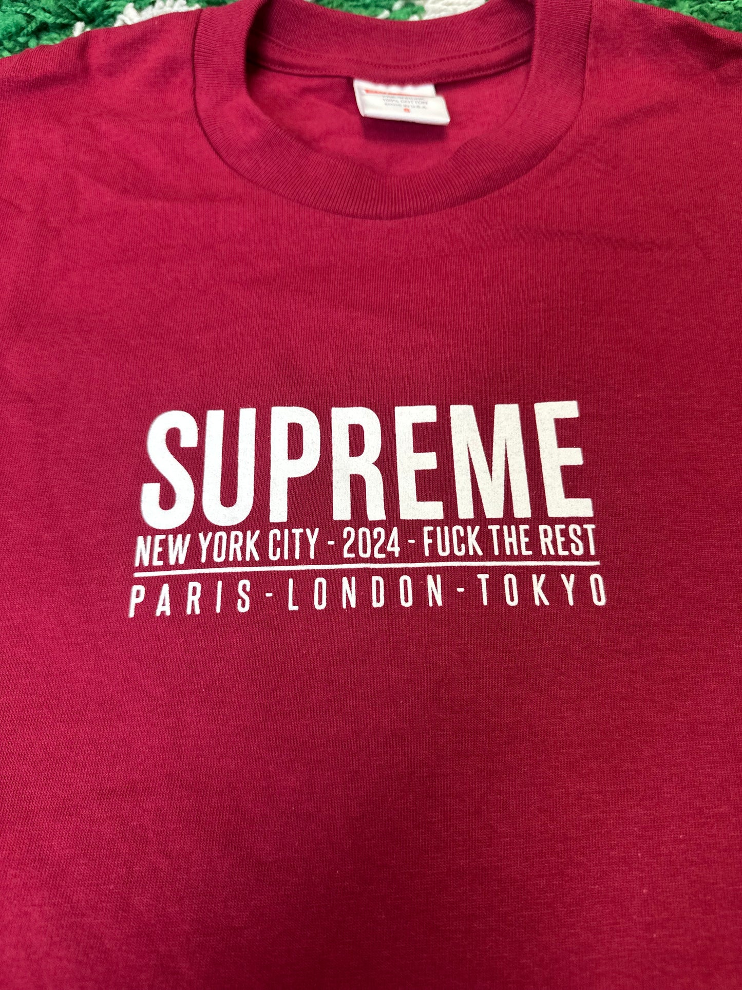 Supreme Maroon/White Logo Tee DS Size Small
