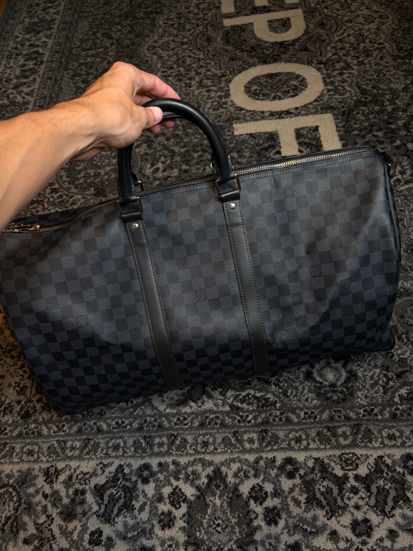 Louis Vuitton Duffle Black PO Size 55