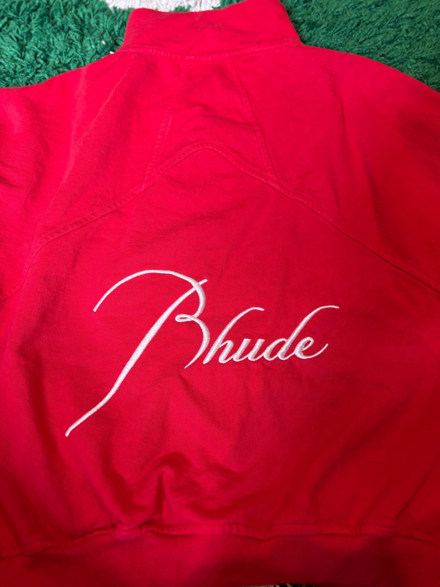 Rhude Red Script Quarter Zip Size Medium